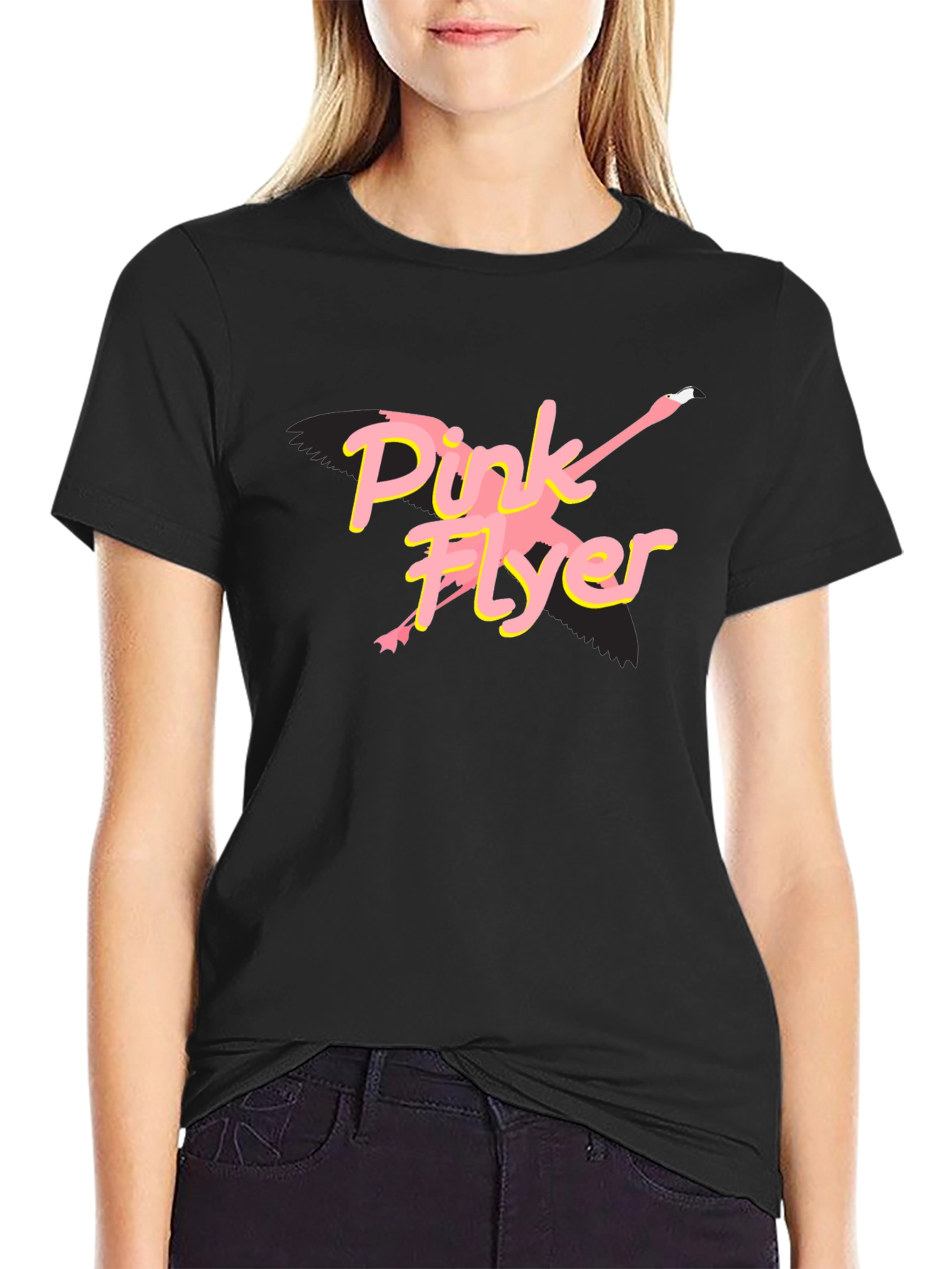 Pink Flyer Black T-Shirt
