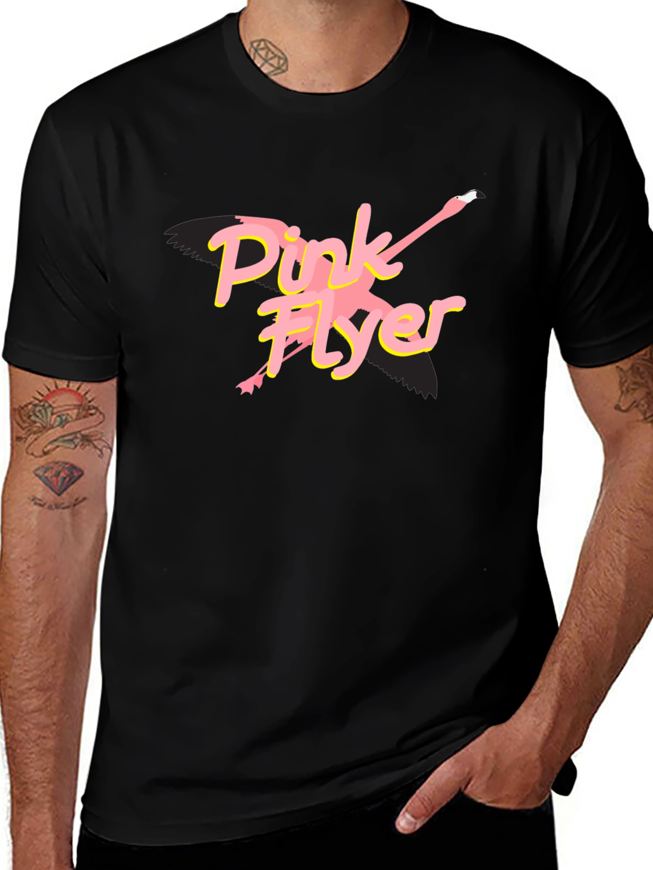 Pink Flyer Black T-Shirt