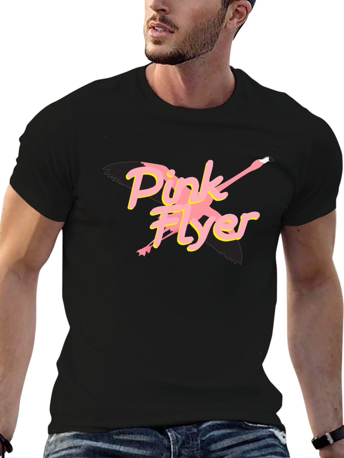 Pink Flyer Black T-Shirt