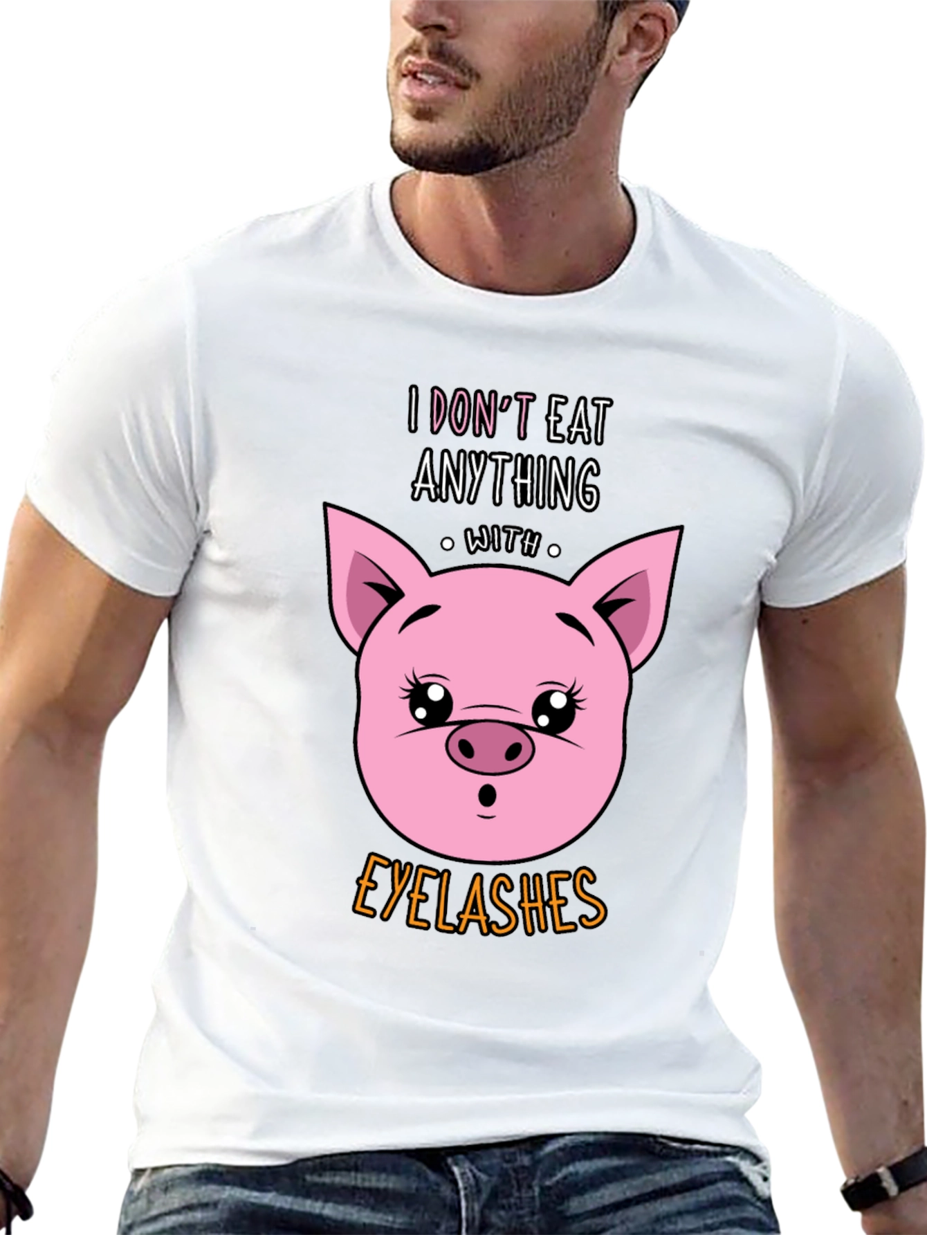Funny Vegan T-Shirt - Pig Eyelashes Graphic Tee