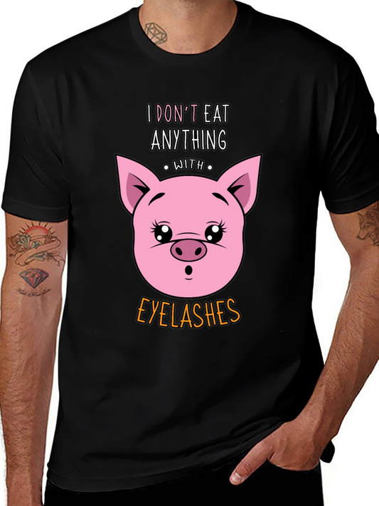 Funny Vegan T-Shirt - Pig Eyelashes Graphic Tee