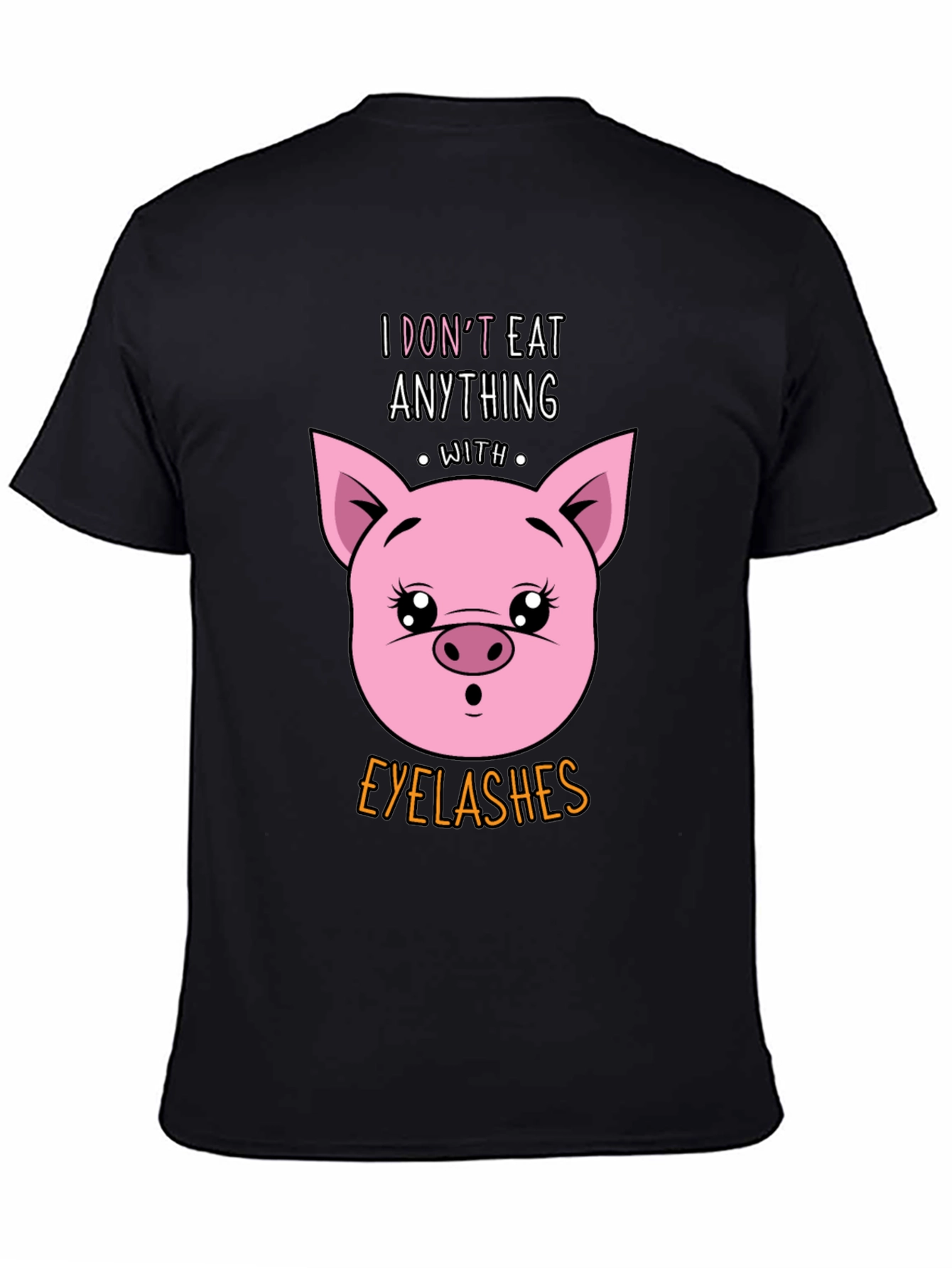 Funny Vegan T-Shirt - Pig Eyelashes Graphic Tee