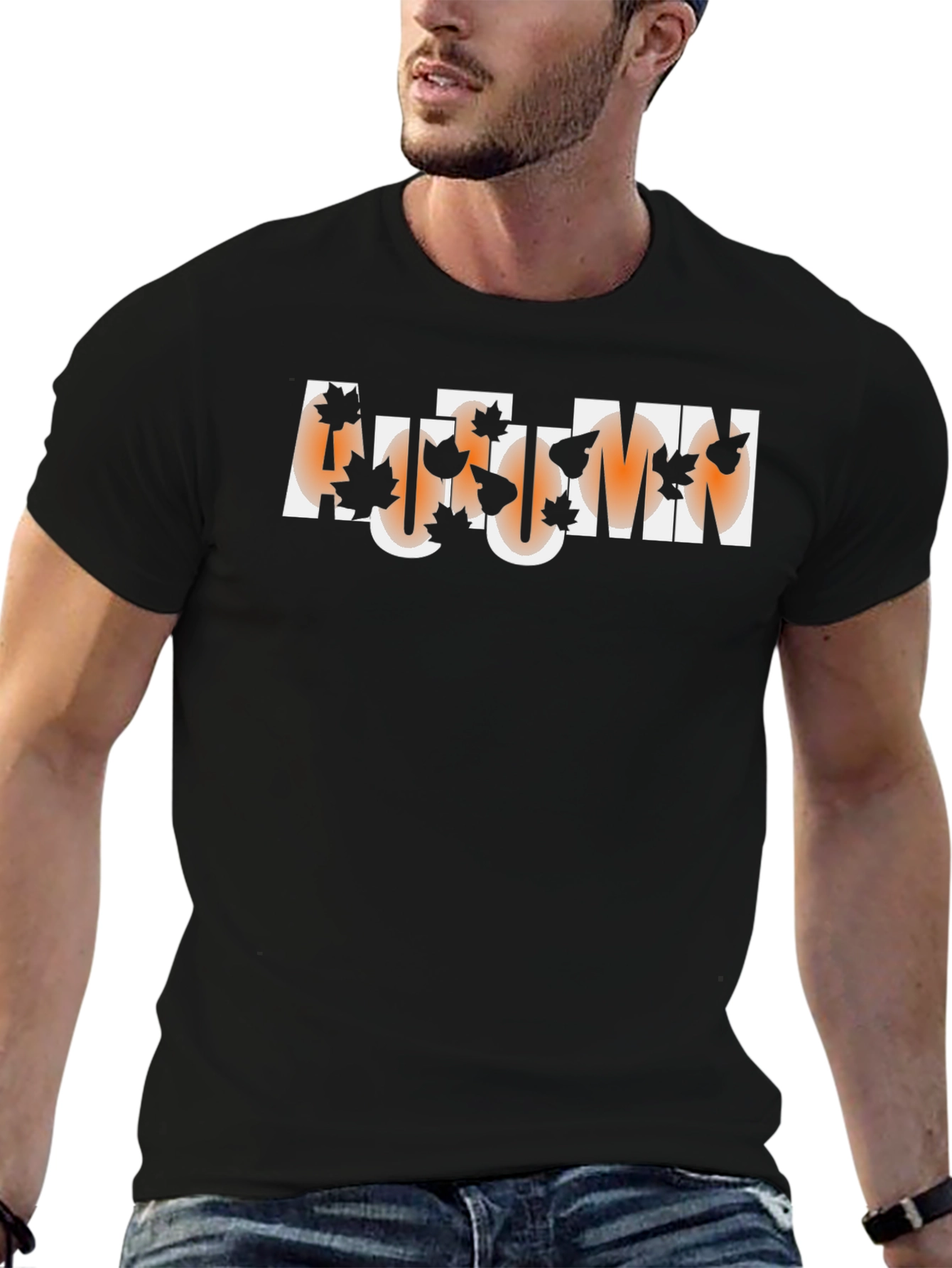 Autumn Leaves Graphic Tee - Mens Black T-Shirt