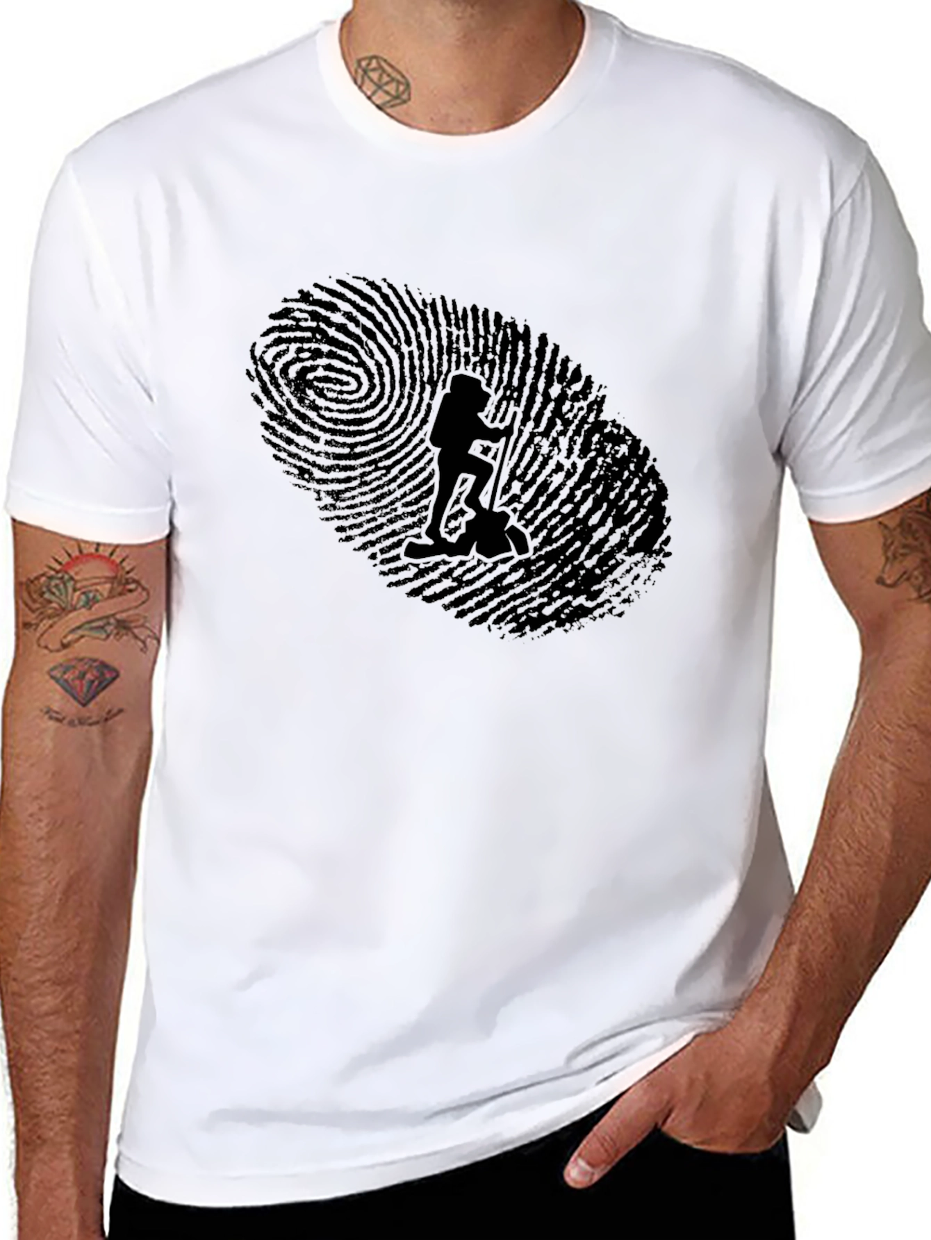 Black Fingerprint Hiker Graphic Tee