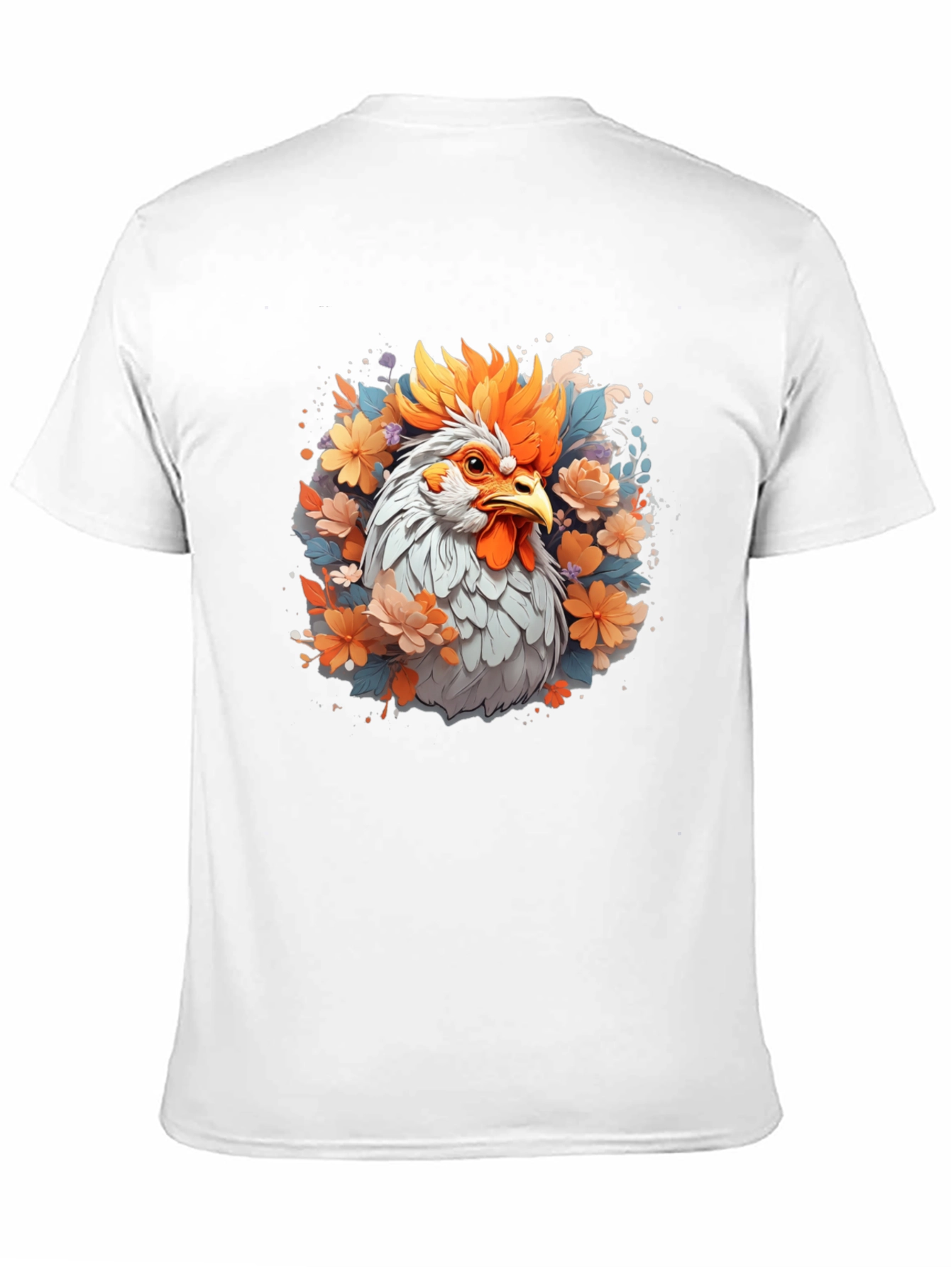 Floral Rooster Graphic Tee - Mens Black T-Shirt