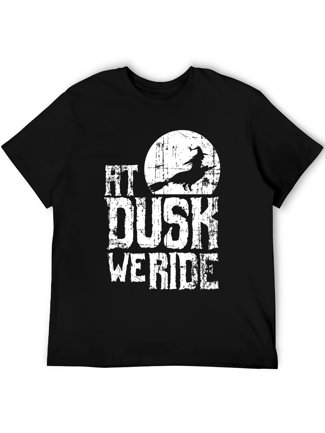 At Dusk We Ride T-Shirt - Halloween Witch Silhouette
