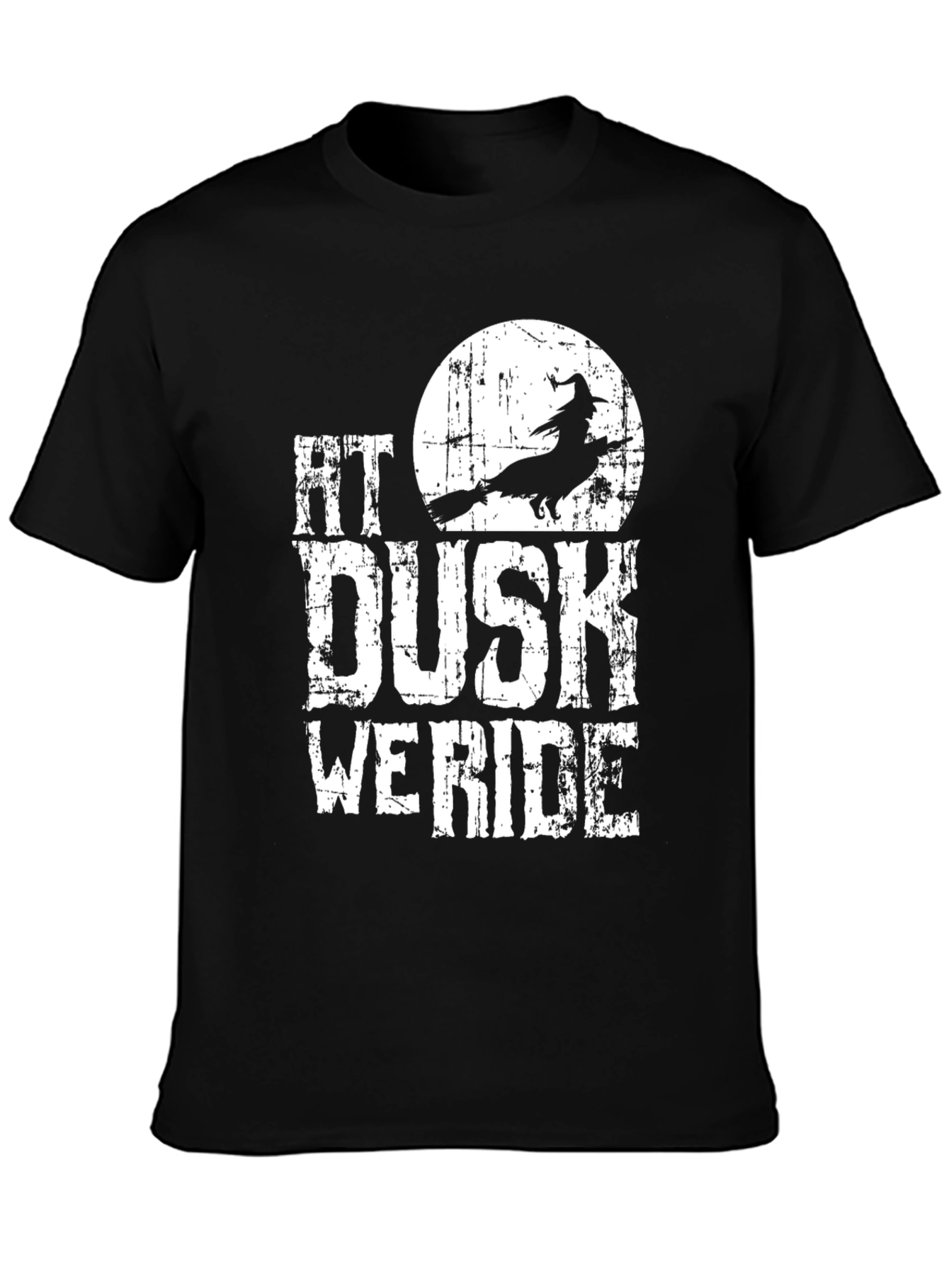 At Dusk We Ride T-Shirt - Halloween Witch Silhouette
