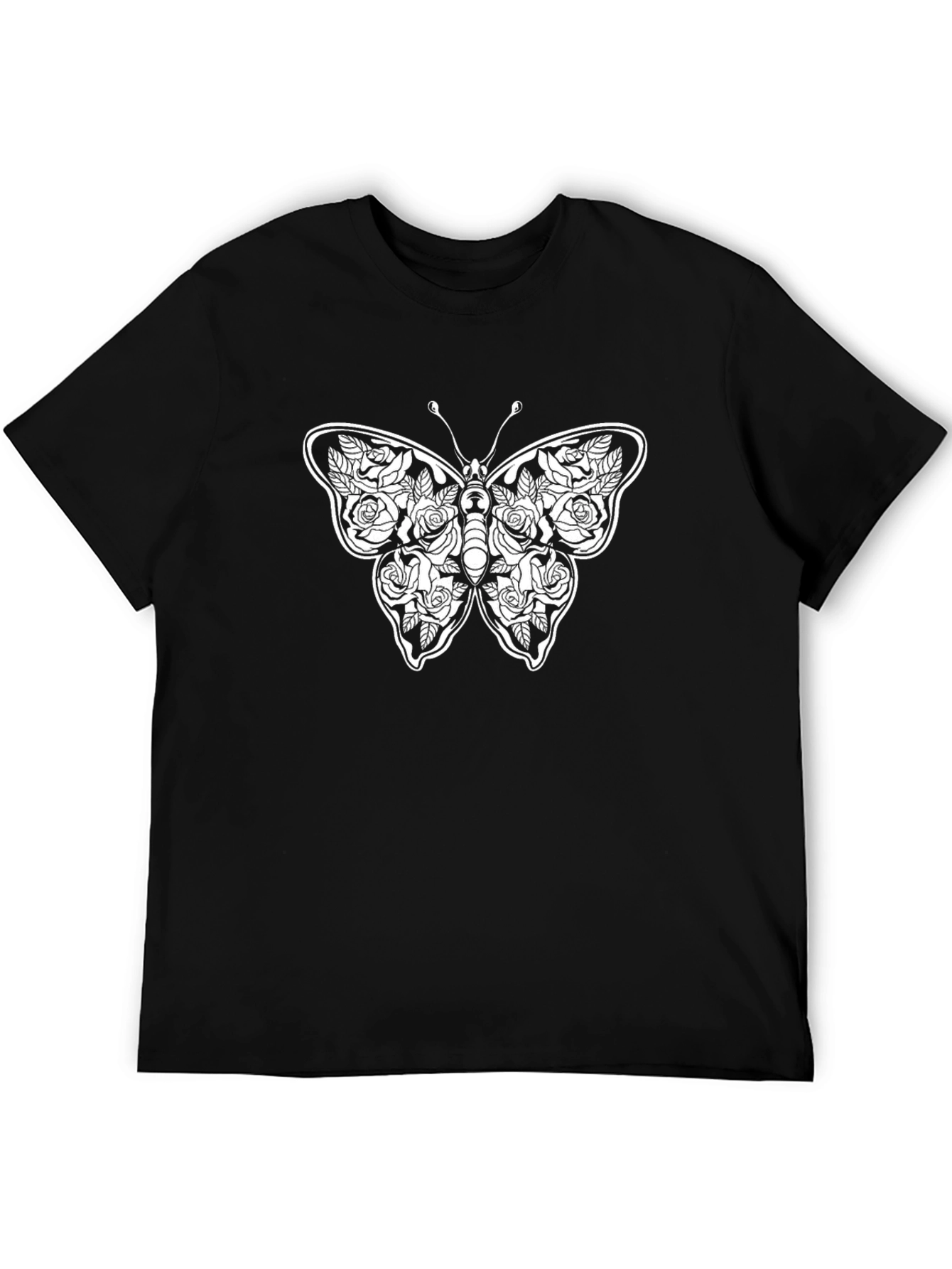 Floral Butterfly Graphic Tee - Black