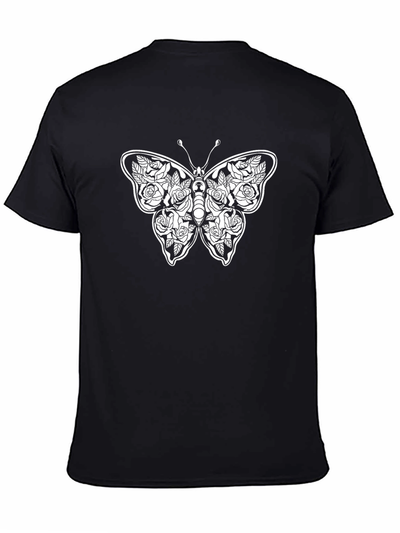 Floral Butterfly Graphic Tee - Black