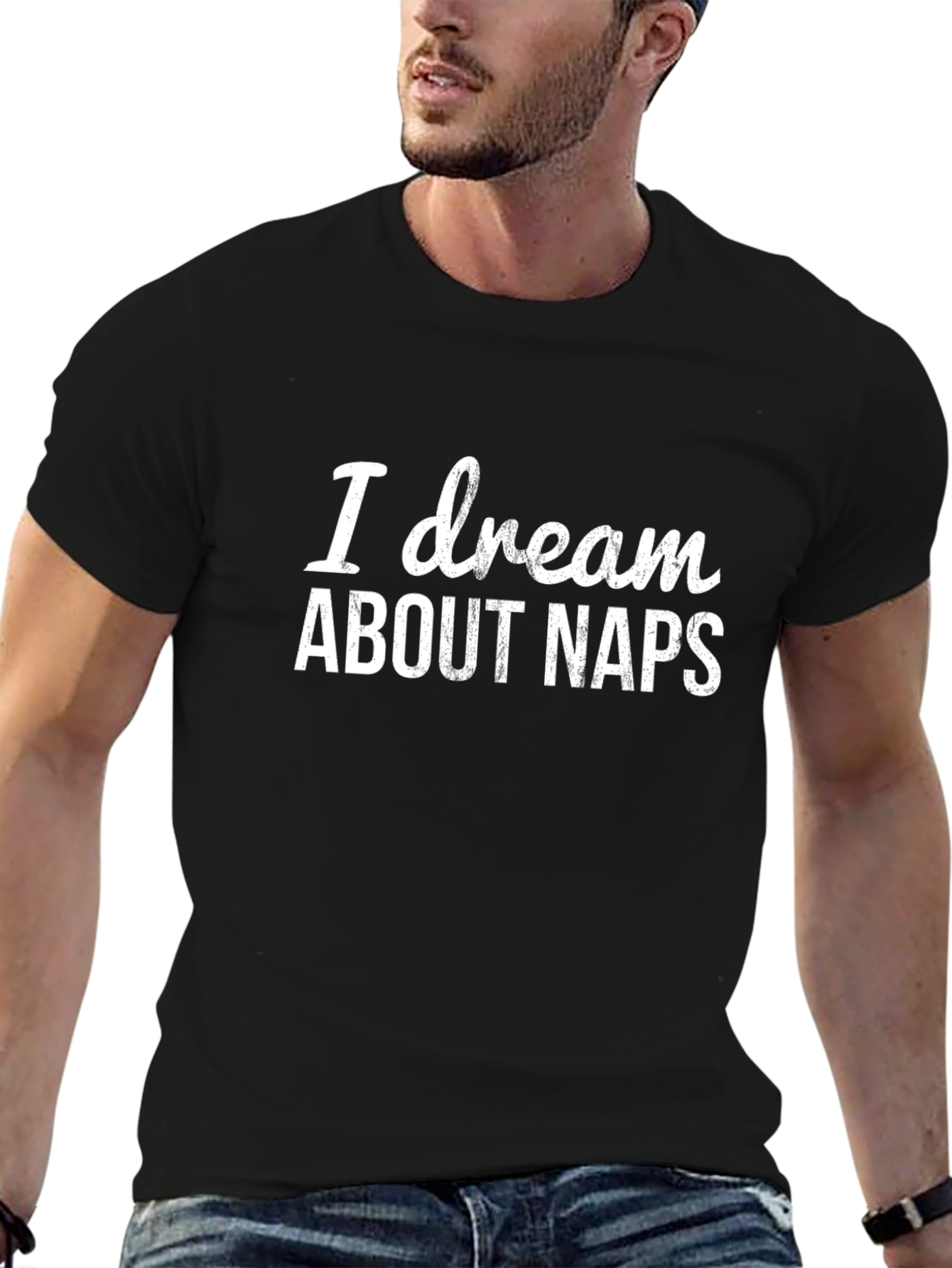 I Dream About Naps Black Graphic T-Shirt
