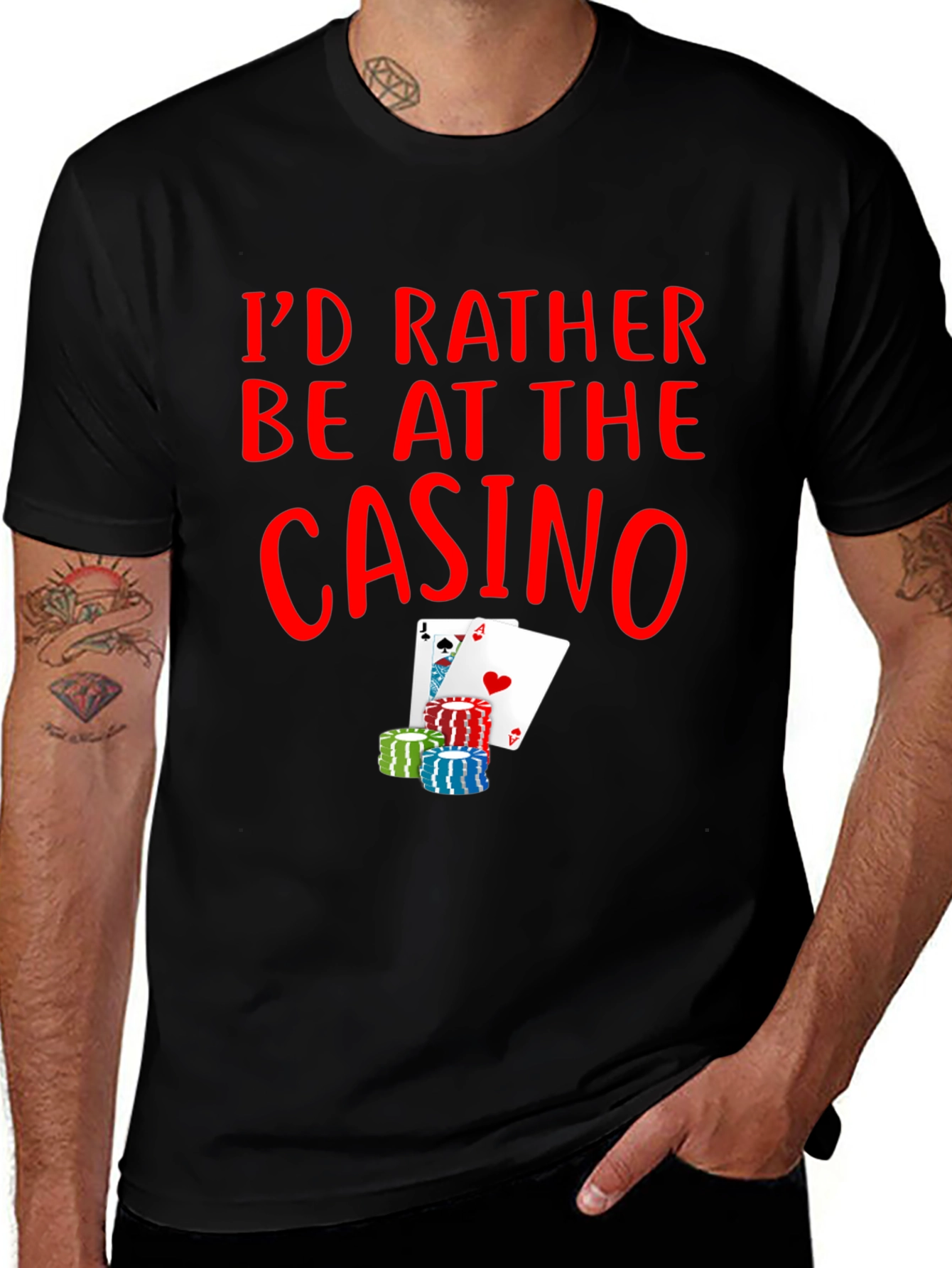 Casino T-Shirt - Poker Cards and Chips