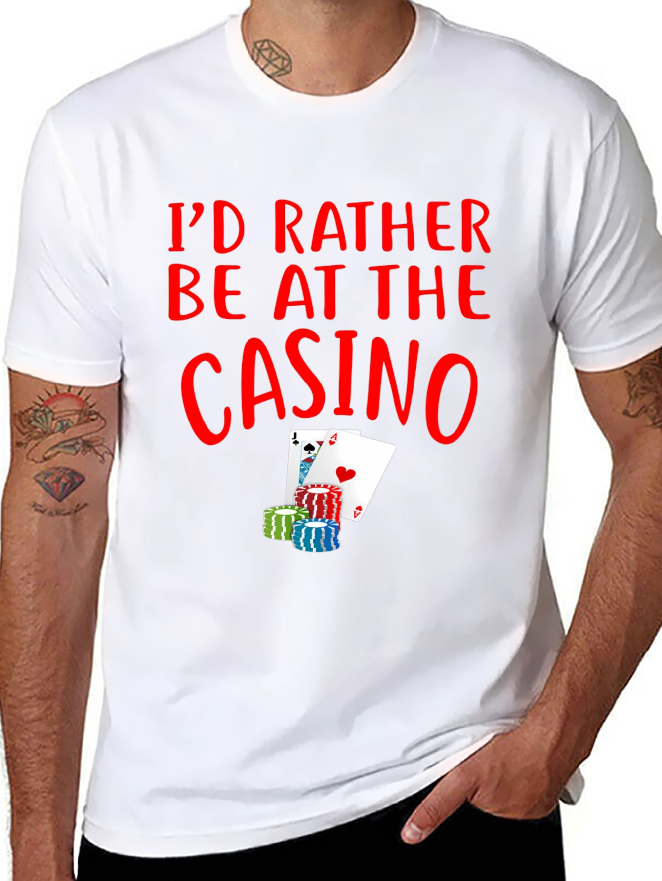 Casino T-Shirt - Poker Cards and Chips