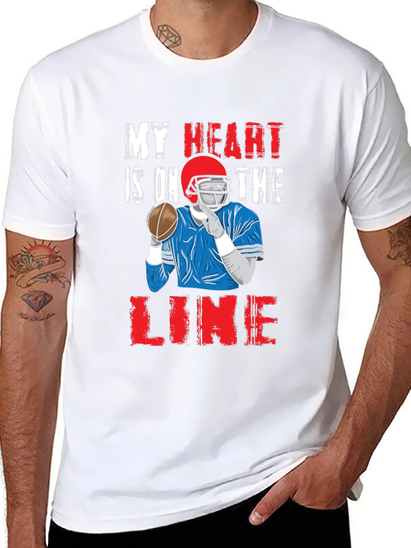 My Heart is On The Line Football Graphic Tee