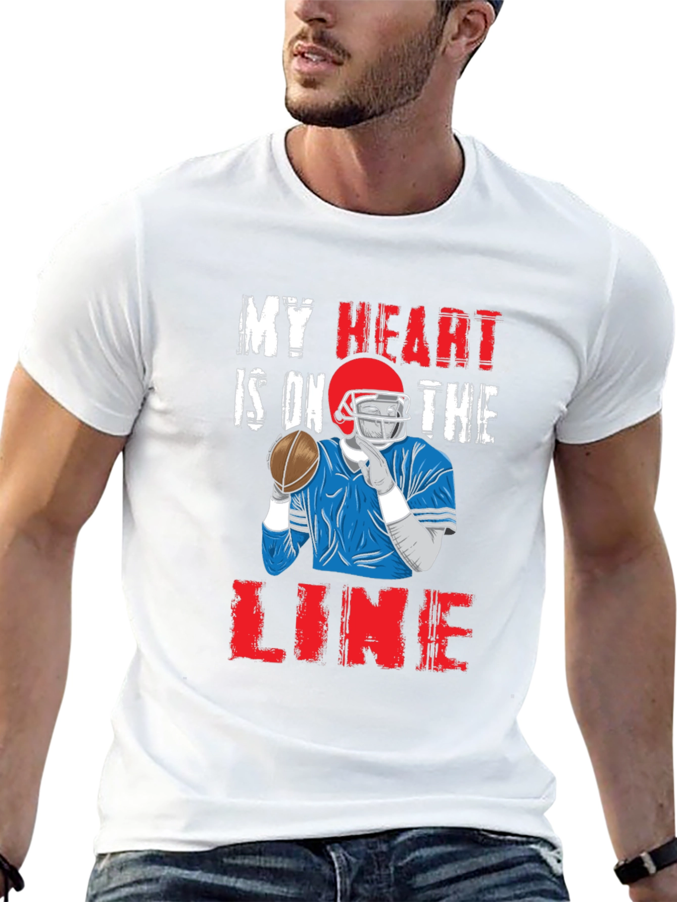 My Heart is On The Line Football Graphic Tee