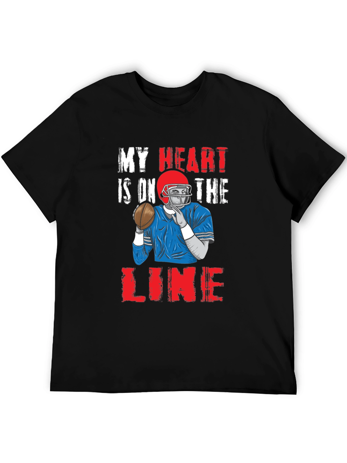 My Heart is On The Line Football Graphic Tee