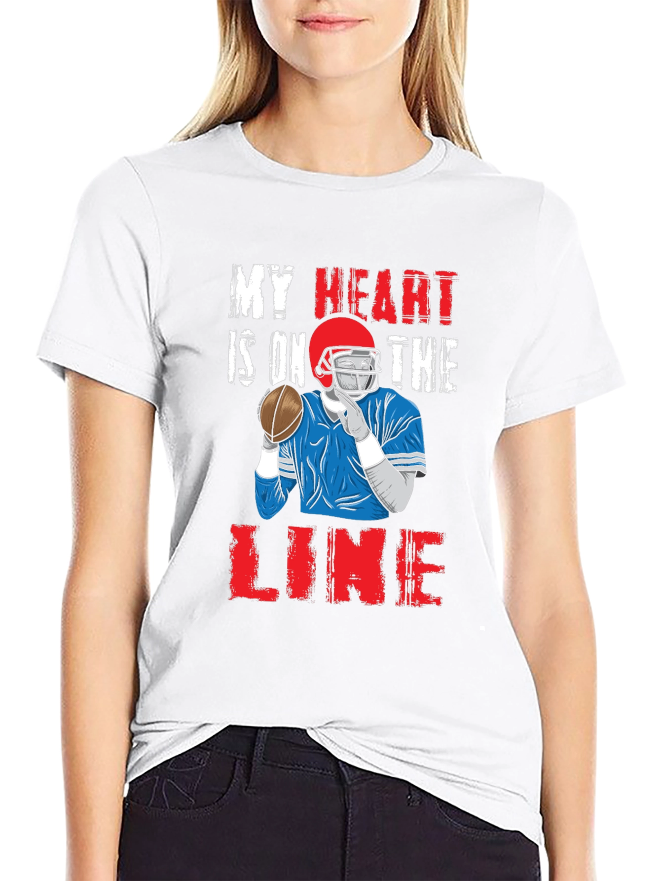 My Heart is On The Line Football Graphic Tee