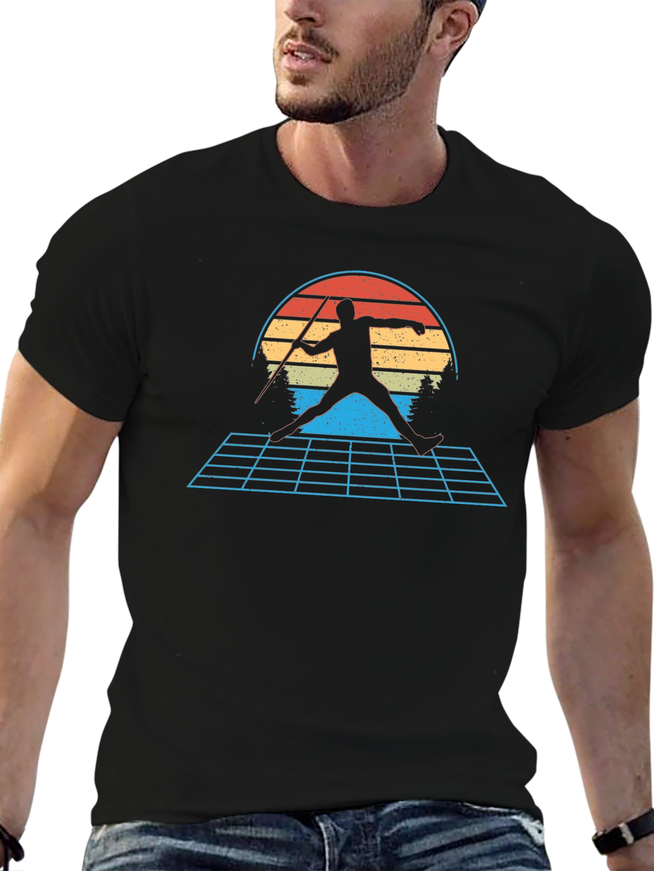 Retro Javelin Thrower Graphic T-Shirt
