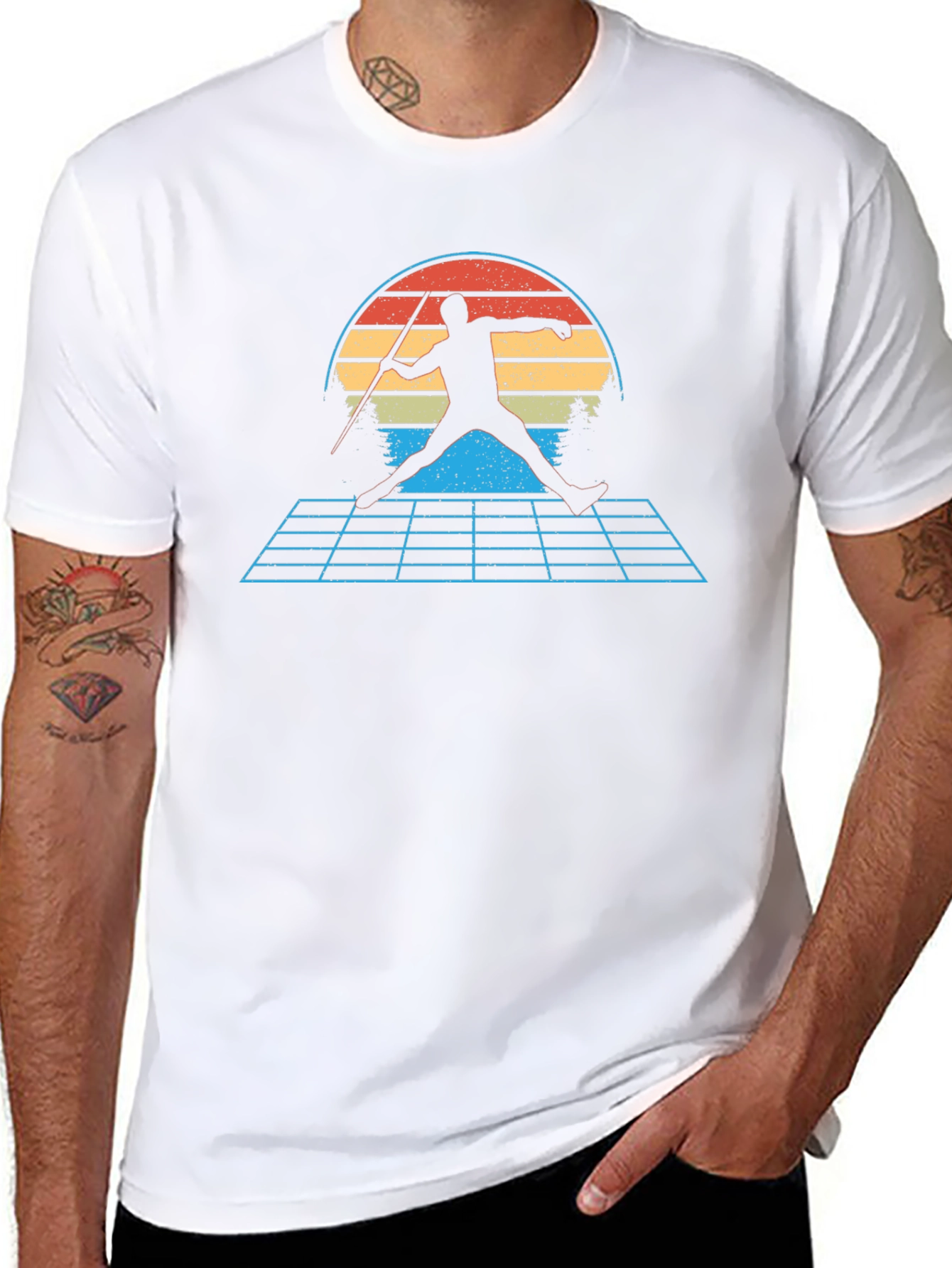 Retro Javelin Thrower Graphic T-Shirt