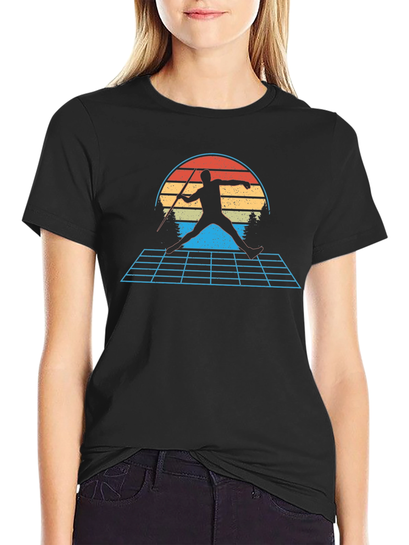 Retro Javelin Thrower Graphic T-Shirt