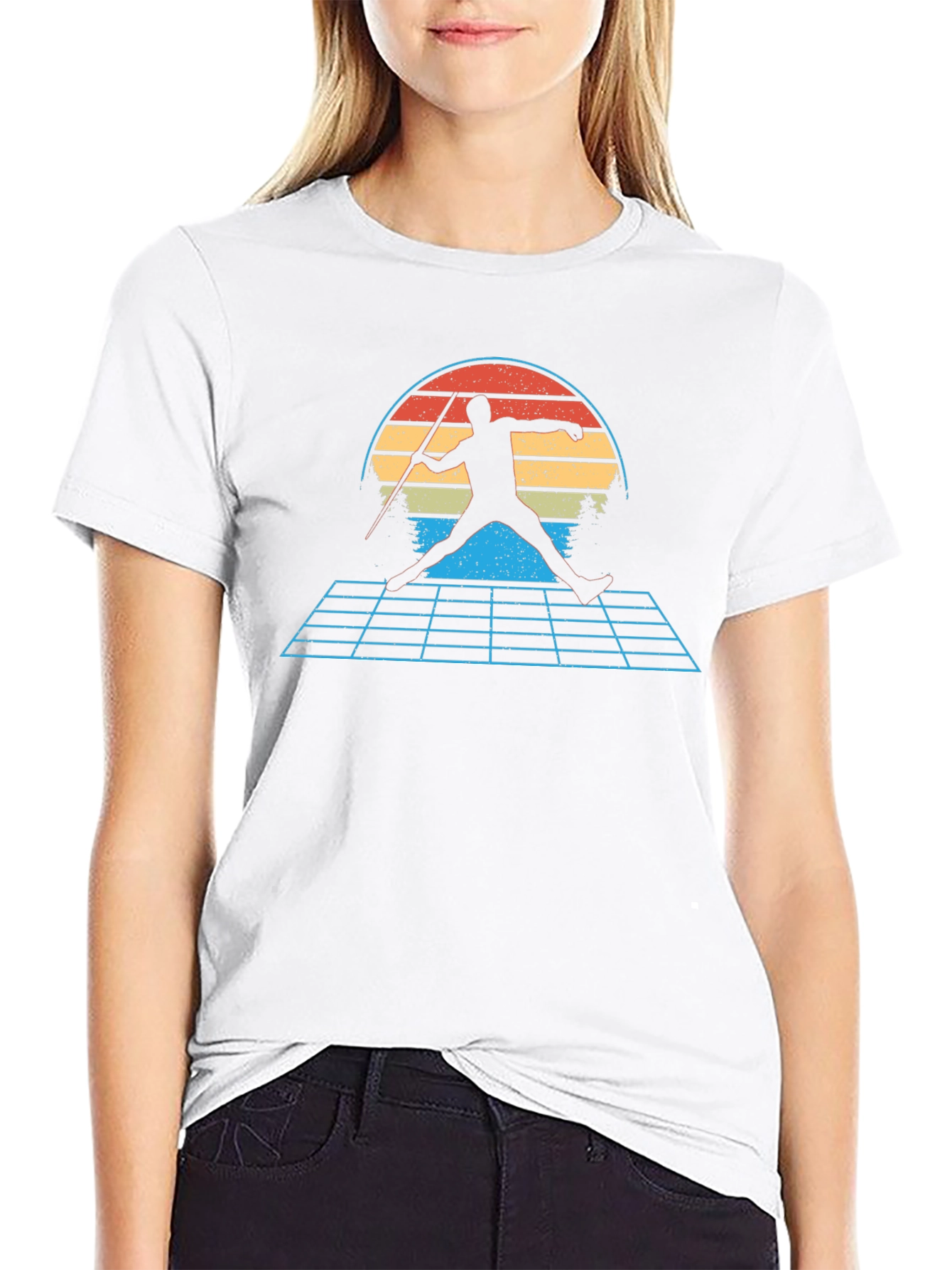 Retro Javelin Thrower Graphic T-Shirt