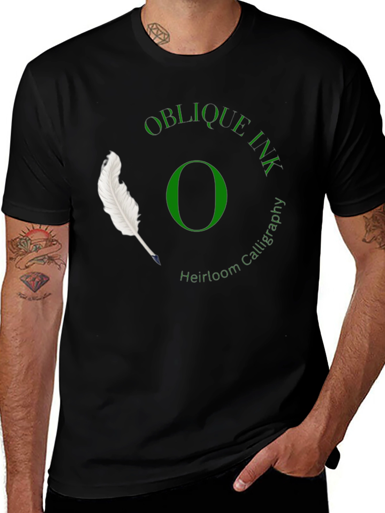 Oblique Ink Calligraphy T-Shirt