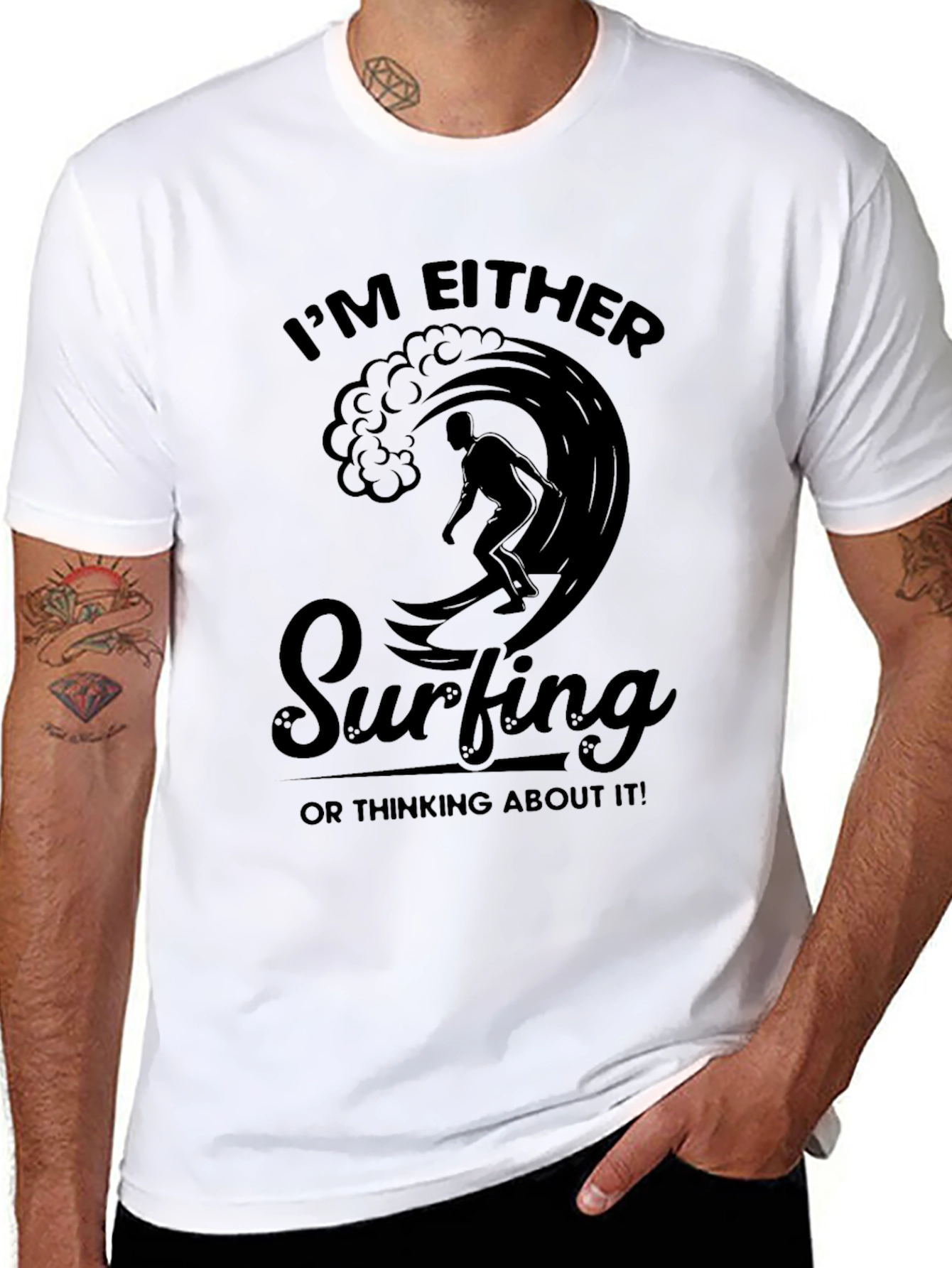 Surfing Graphic Tee - Im Either Surfing