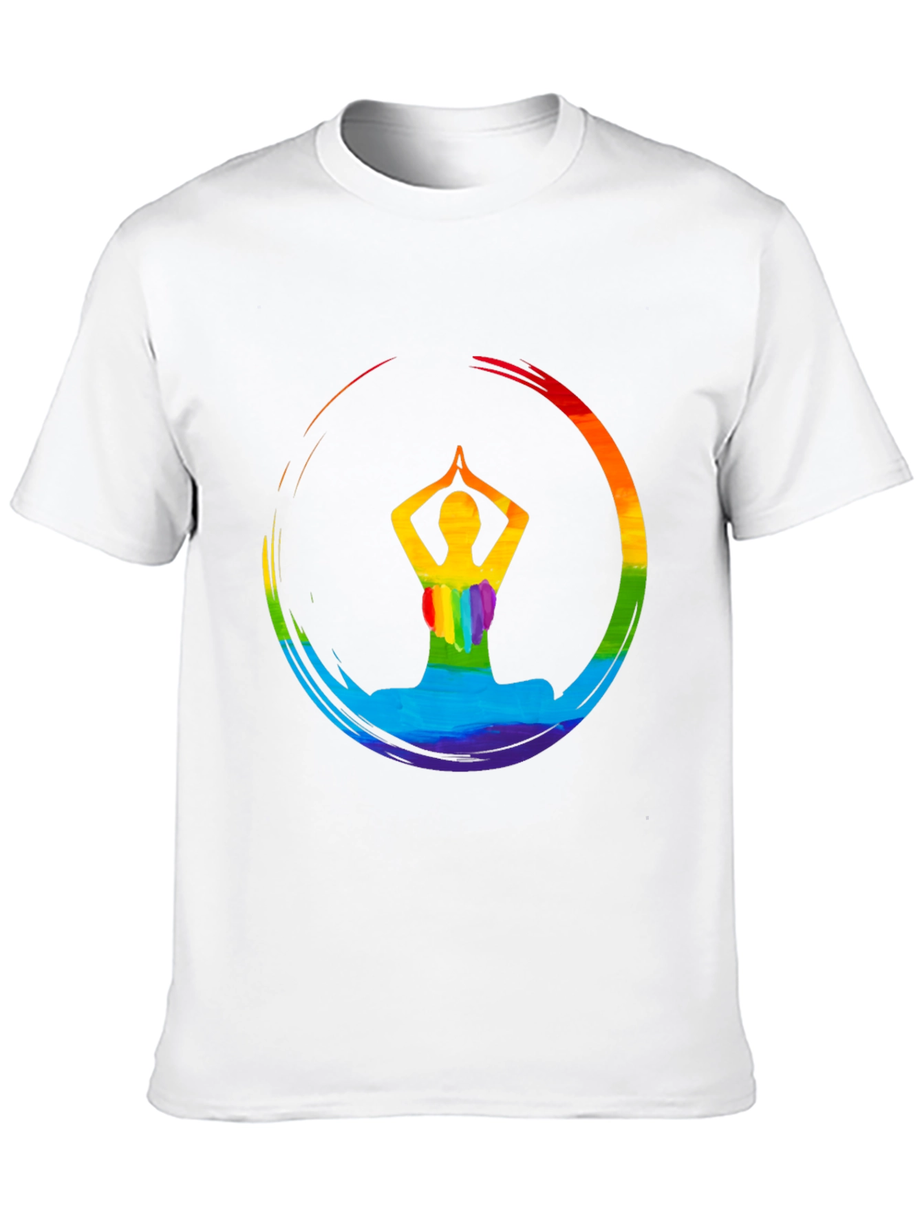 Rainbow Yoga Pose Graphic Tee - Mens Black T-Shirt