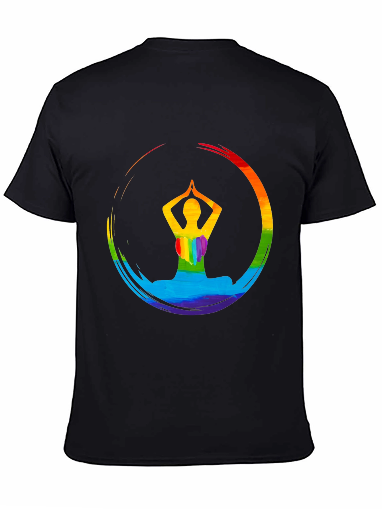 Rainbow Yoga Pose Graphic Tee - Mens Black T-Shirt