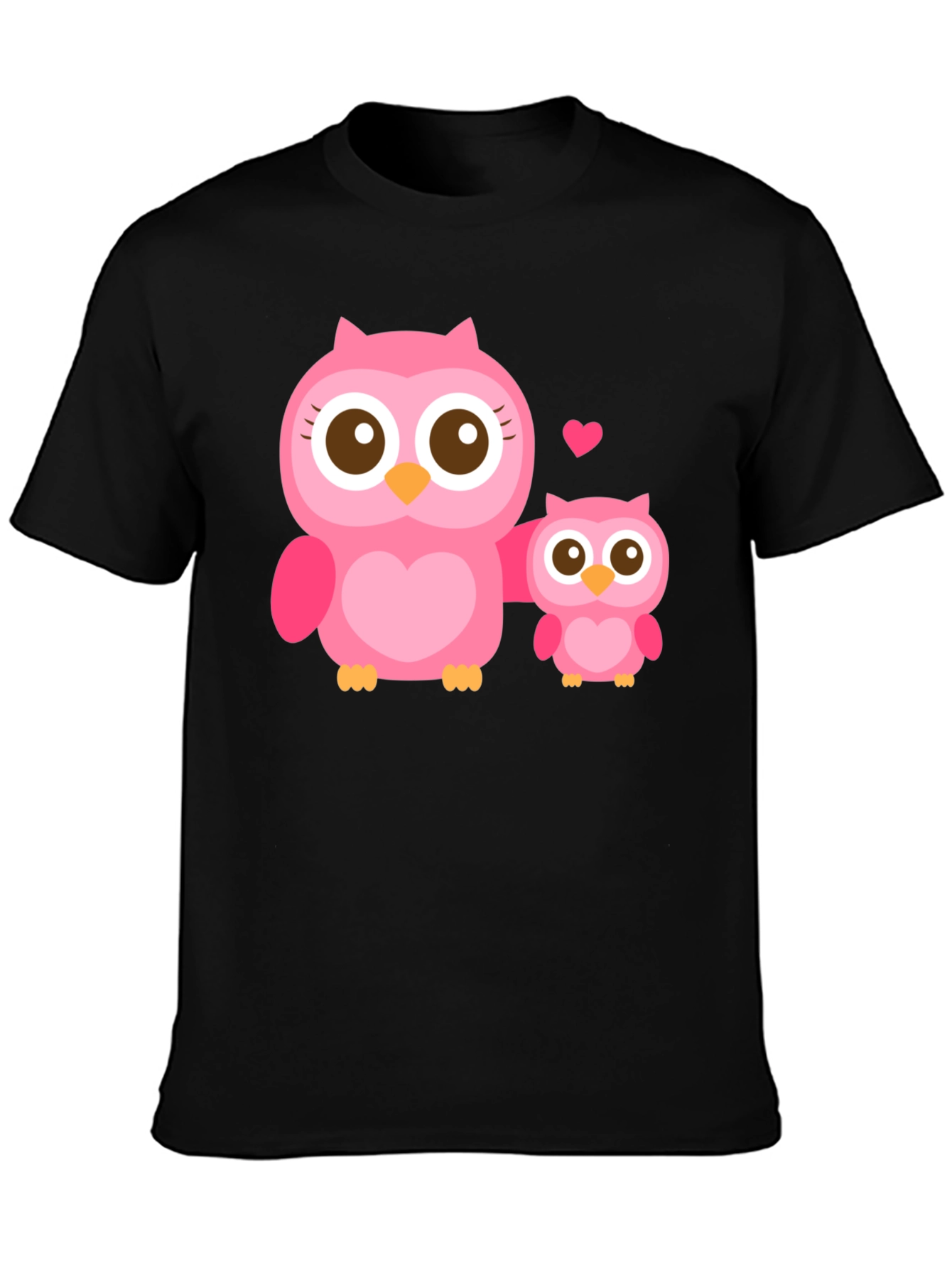 Owl Family Graphic T-Shirt - Black
