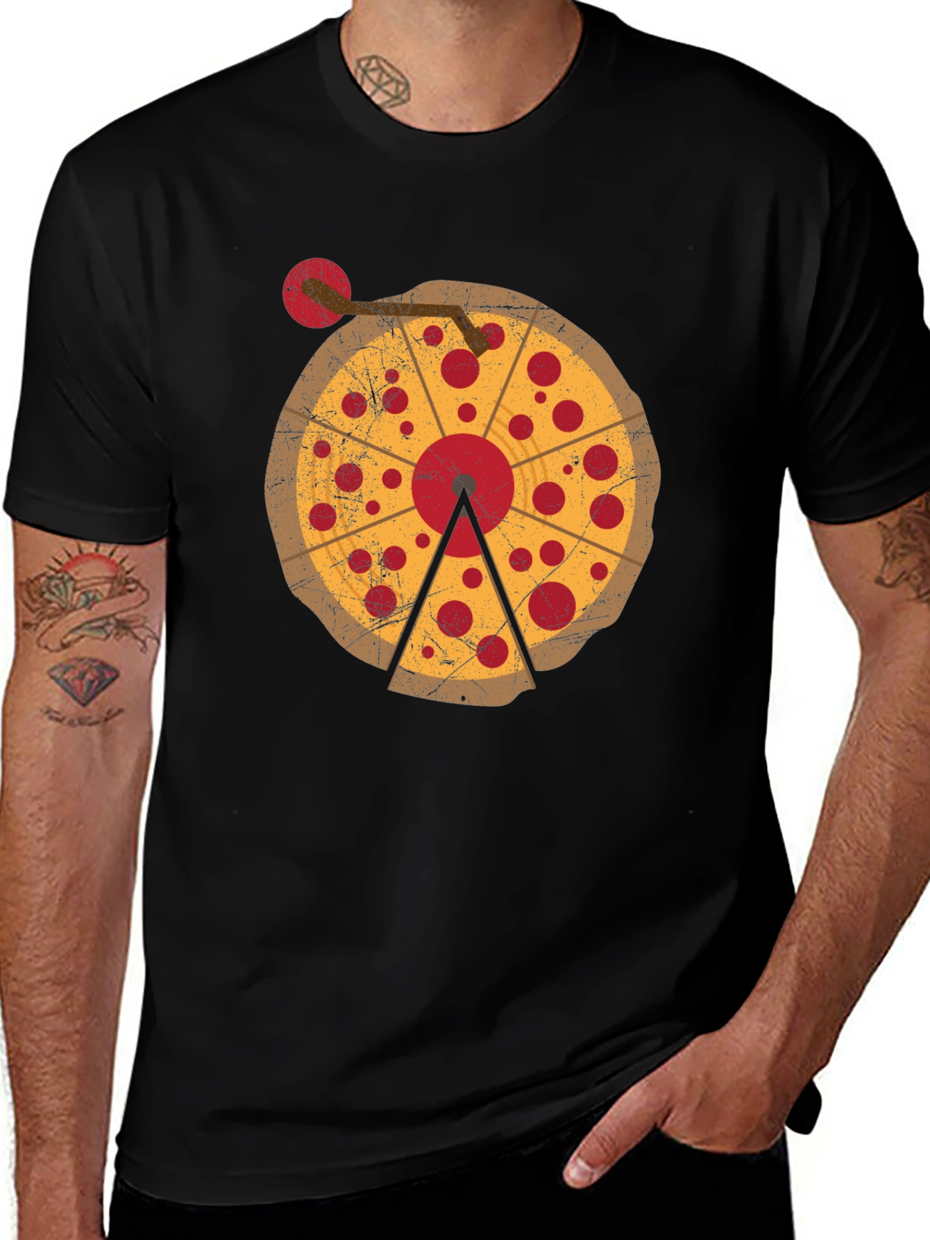 Pizza DJ Turntable Graphic T-Shirt