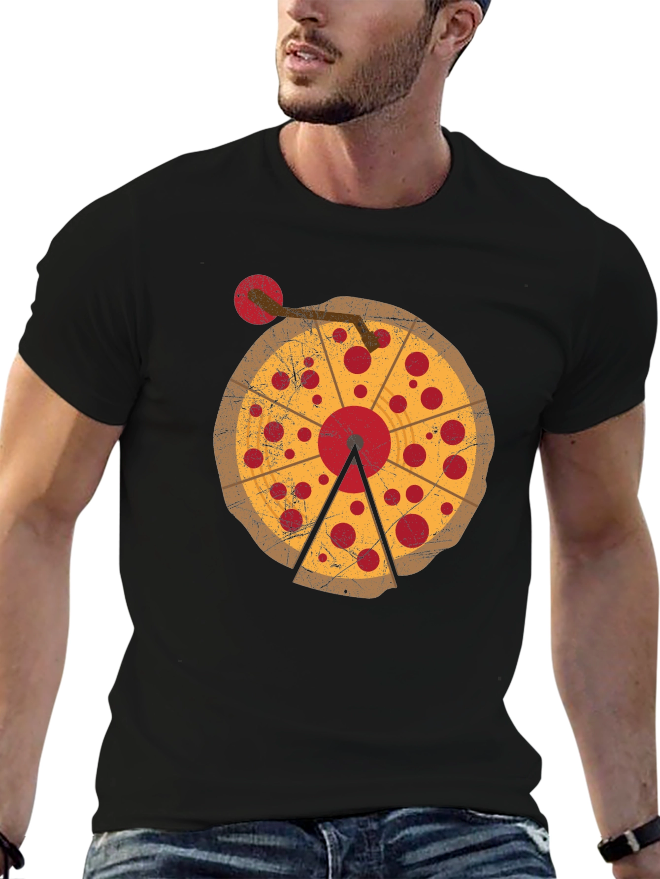 Pizza DJ Turntable Graphic T-Shirt