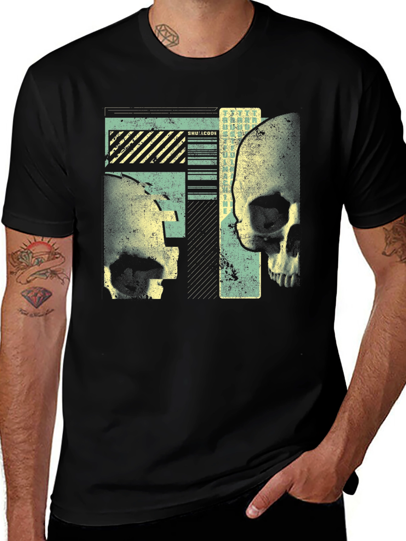 Skull Graphic Print Mens Black T-Shirt