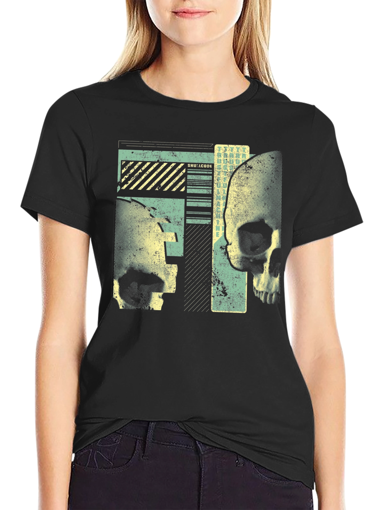 Skull Graphic Print Mens Black T-Shirt