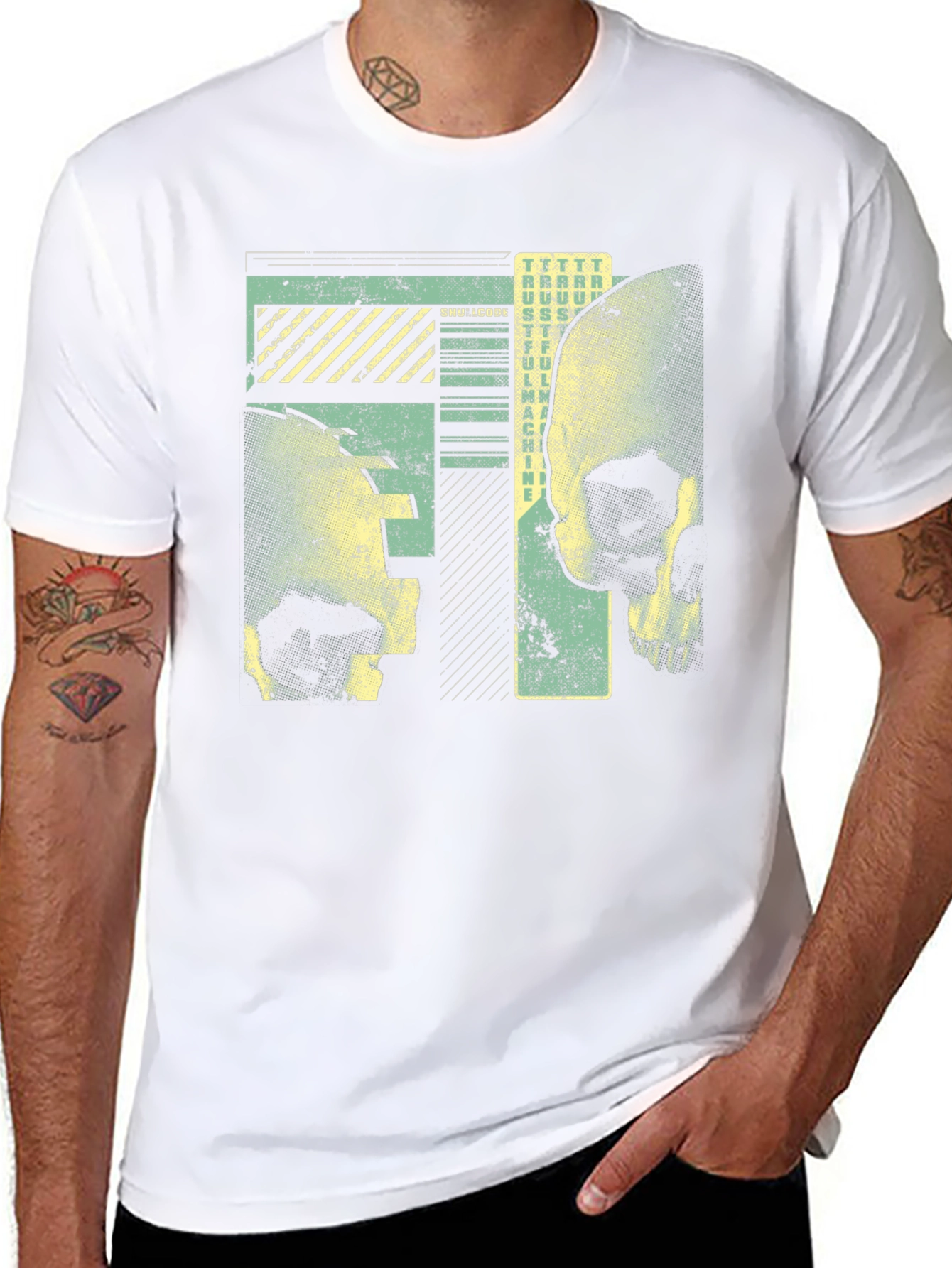 Skull Graphic Print Mens Black T-Shirt