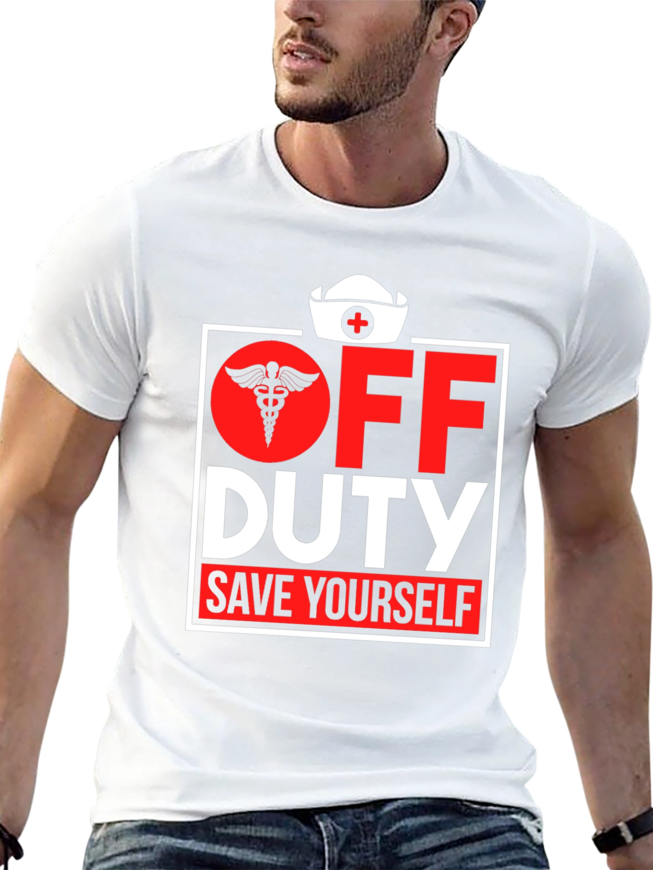 Off Duty Nurse Graphic Tee - Save Yourself!
