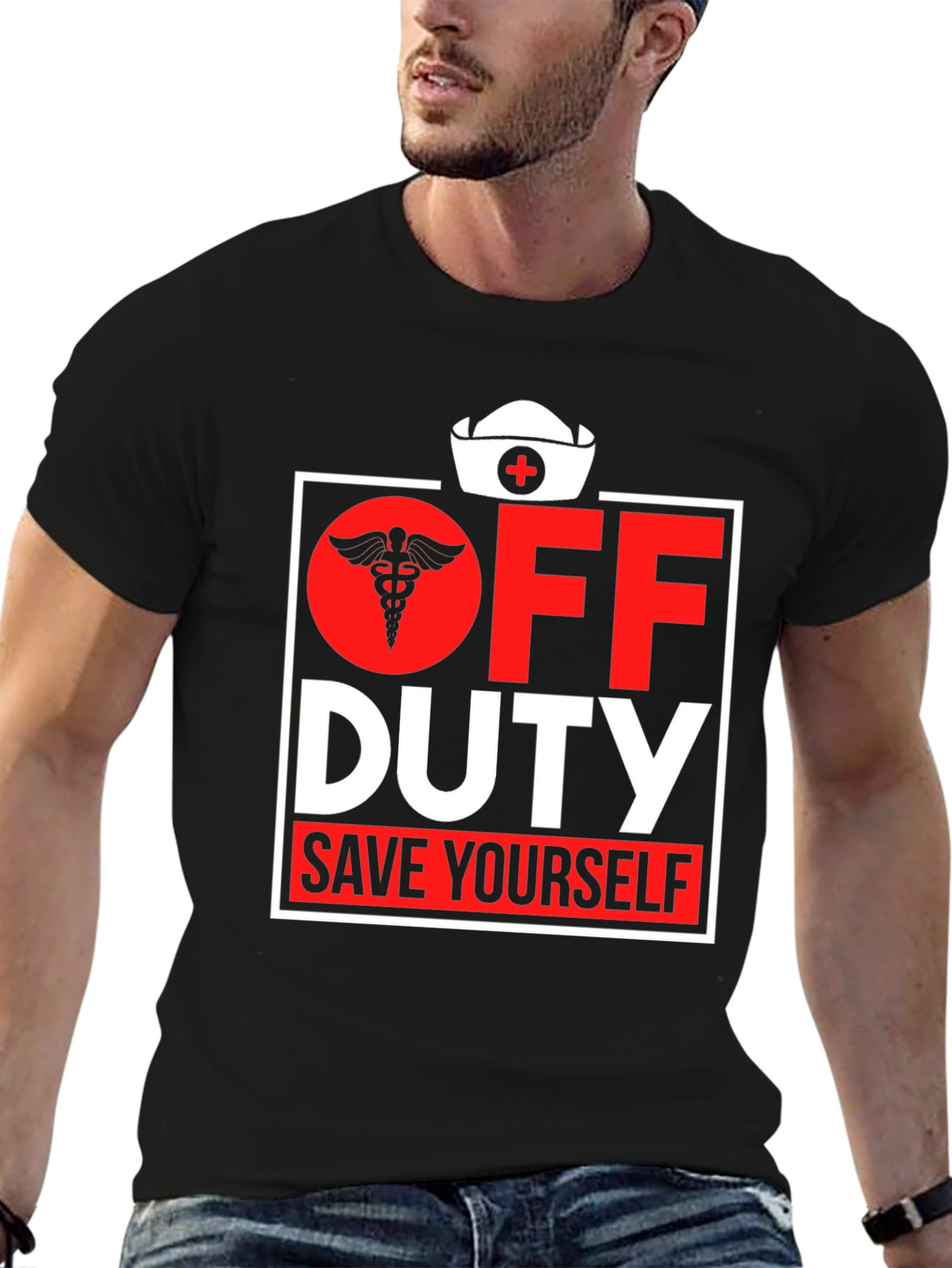 Off Duty Nurse Graphic Tee - Save Yourself!