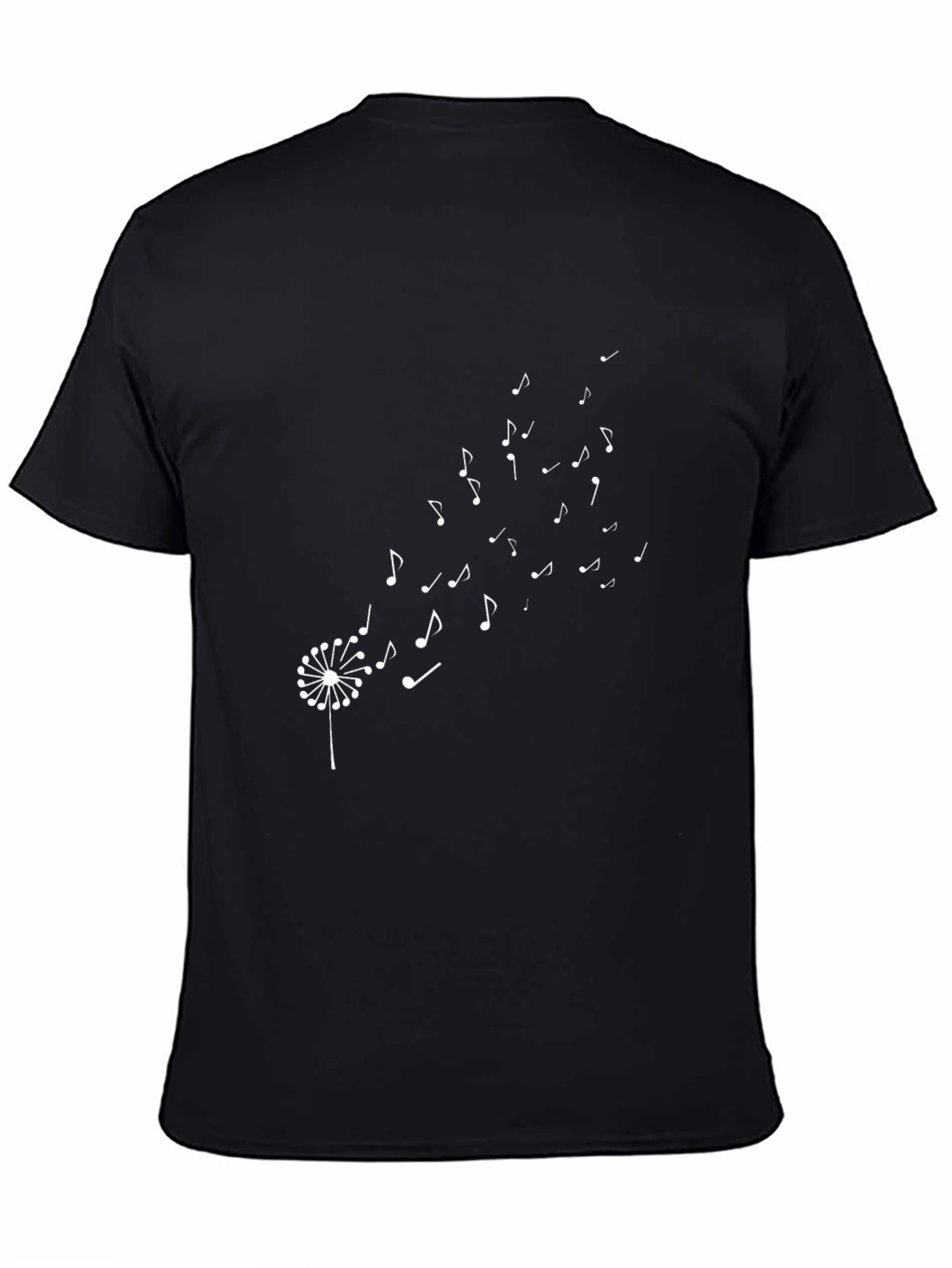 Dandelion Music Notes Black Graphic Tee