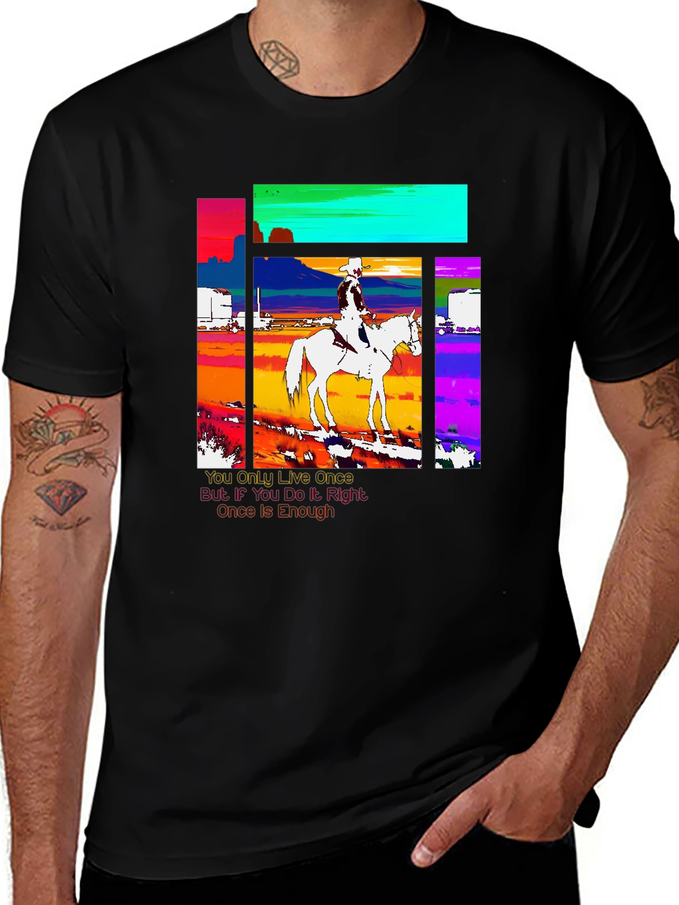 Cowboy Rider Graphic Tee - Live Once T-Shirt