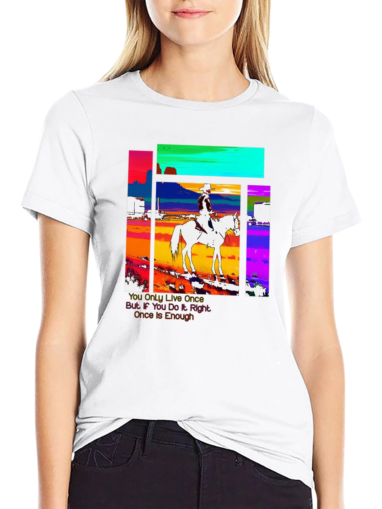 Cowboy Rider Graphic Tee - Live Once T-Shirt