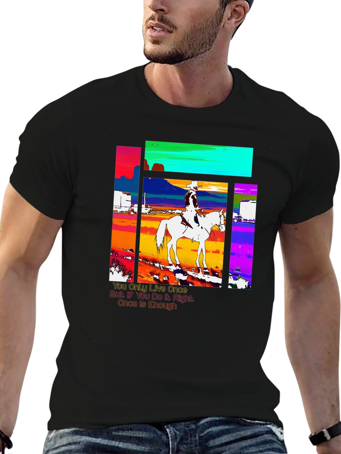 Cowboy Rider Graphic Tee - Live Once T-Shirt