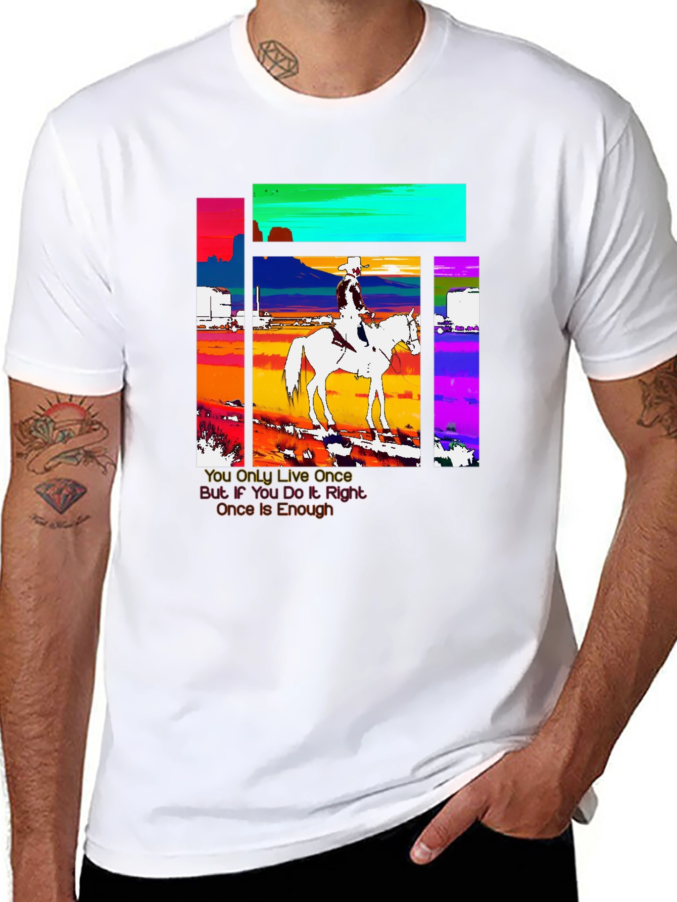 Cowboy Rider Graphic Tee - Live Once T-Shirt