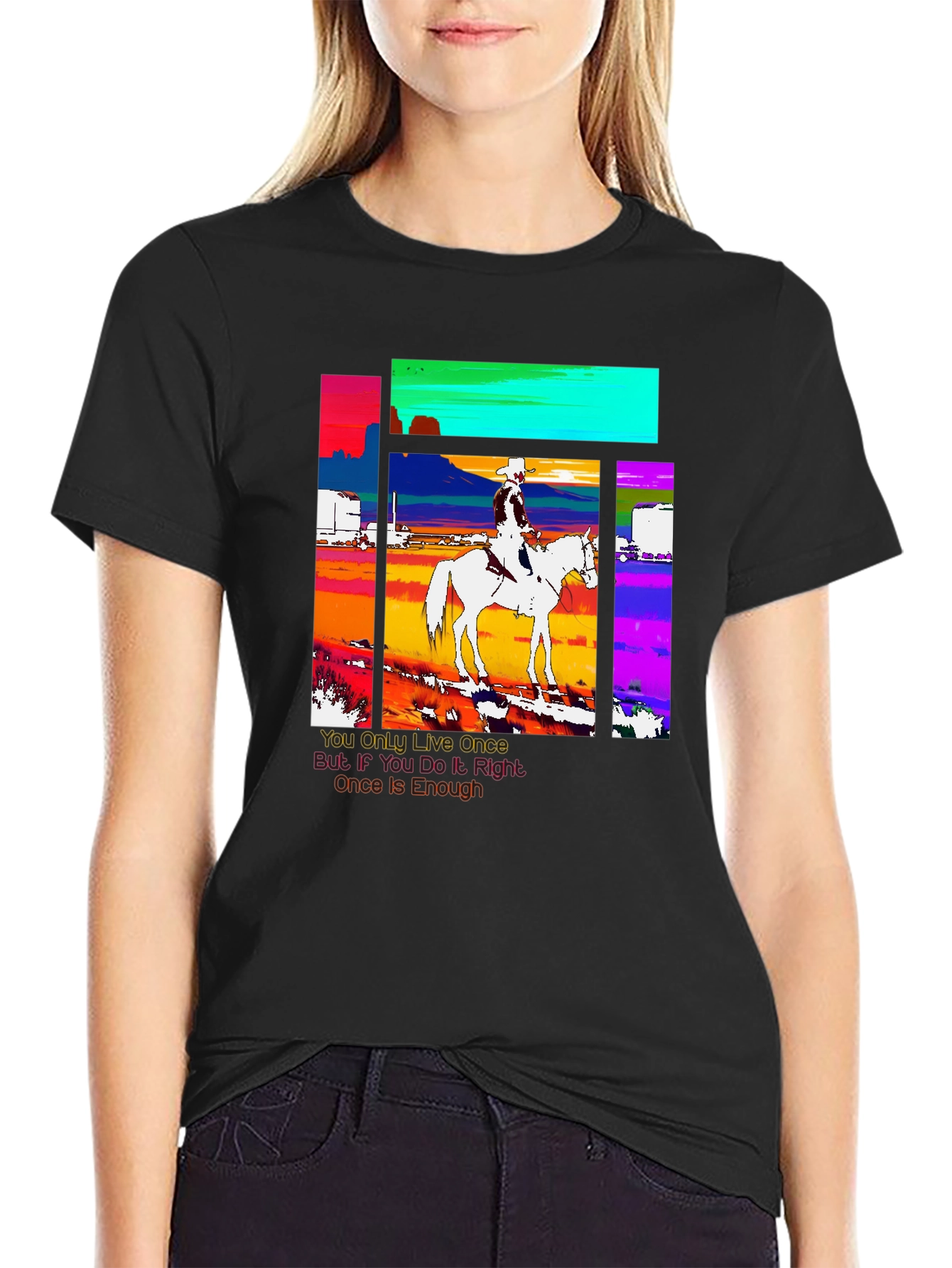 Cowboy Rider Graphic Tee - Live Once T-Shirt