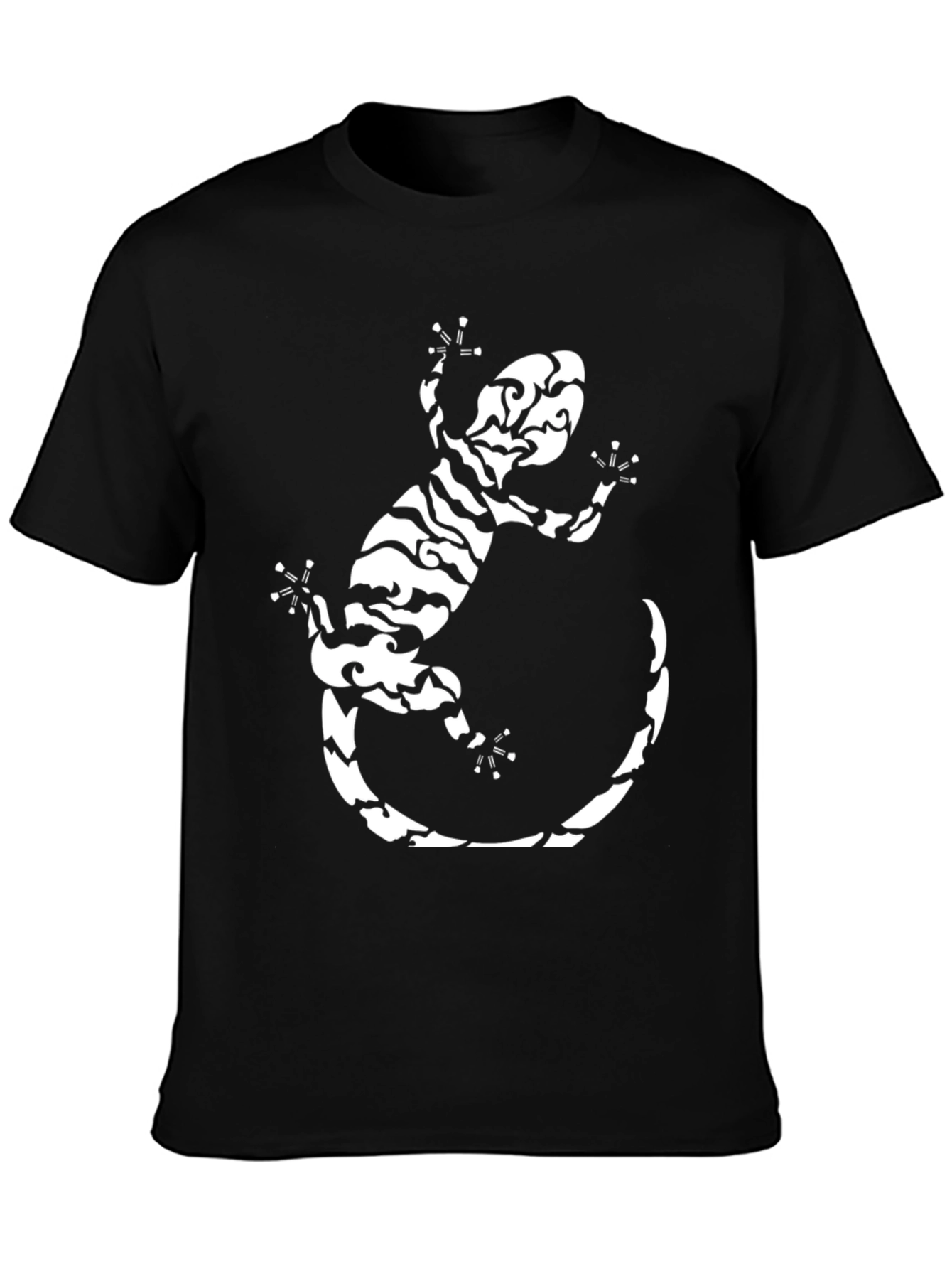 Tribal Gecko Graphic Tee - Stylish Black T-Shirt