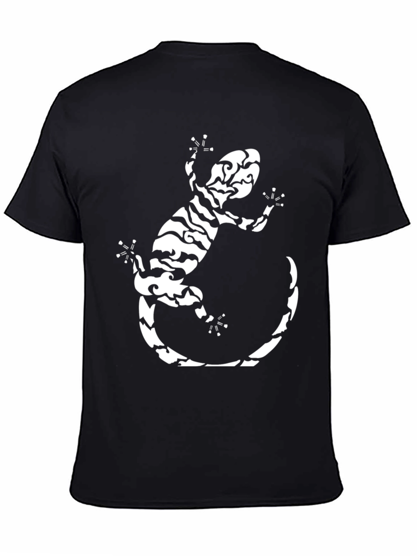 Tribal Gecko Graphic Tee - Stylish Black T-Shirt