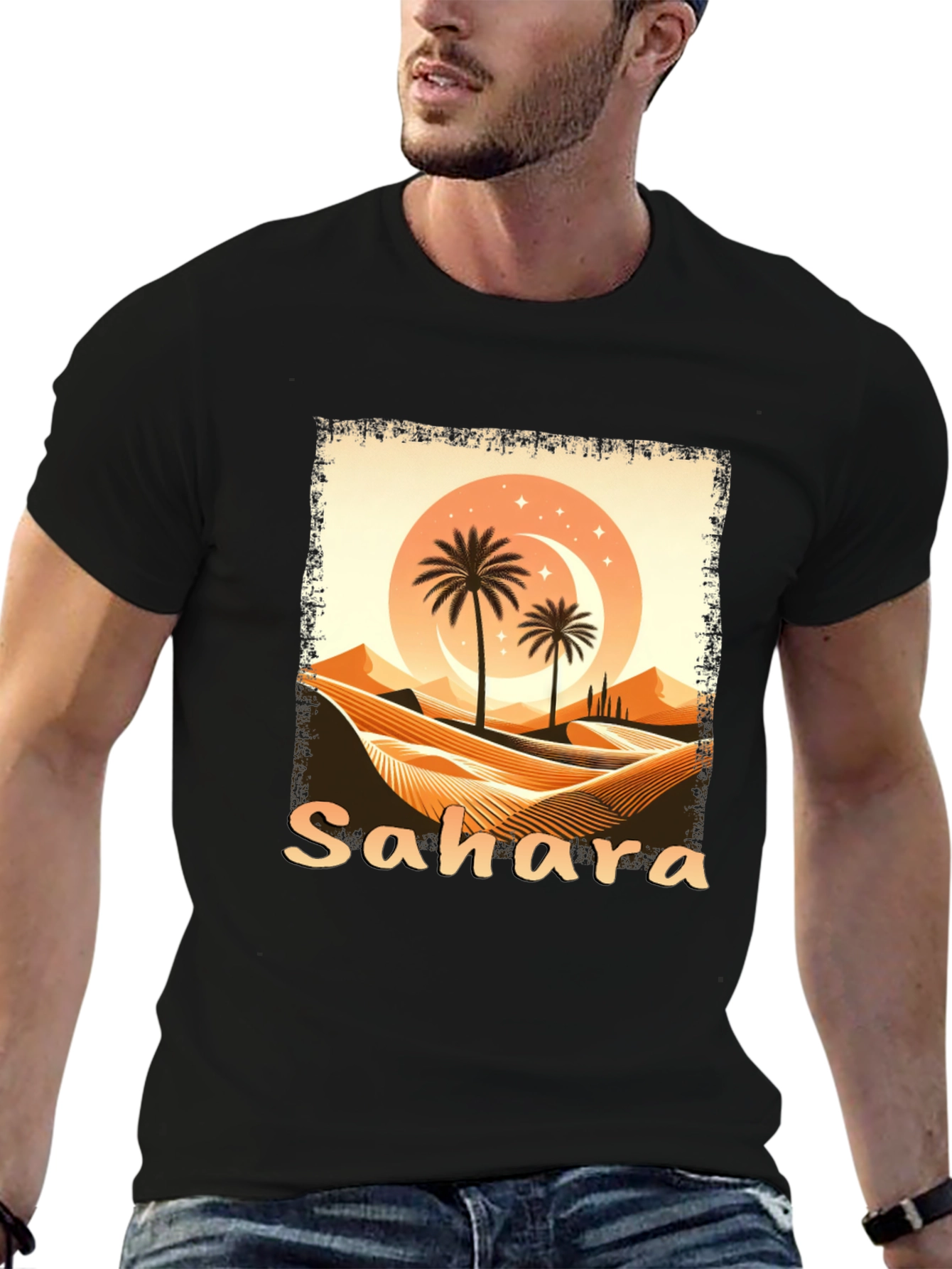 Sahara Desert Graphic Tee - Unisex Black T-Shirt