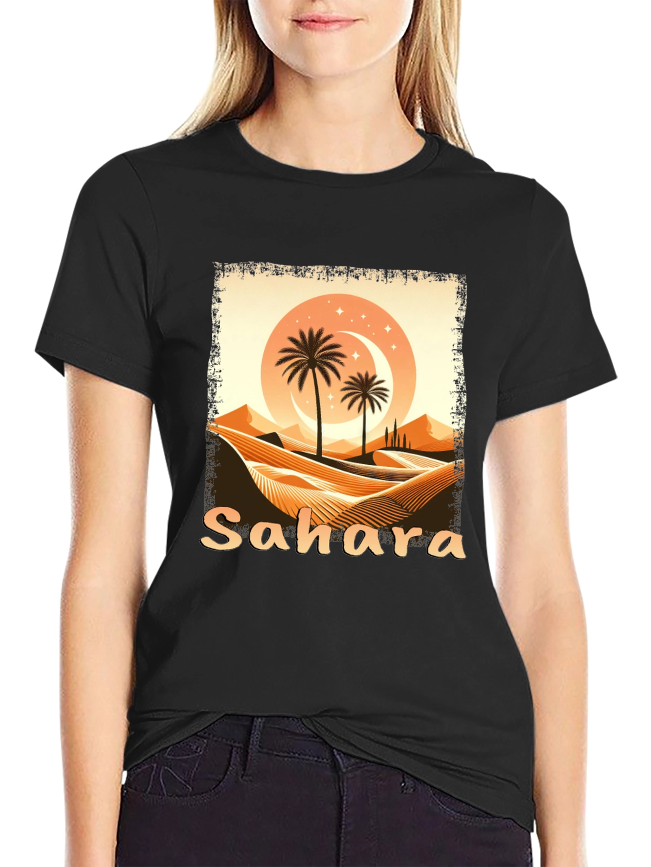 Sahara Desert Graphic Tee - Unisex Black T-Shirt