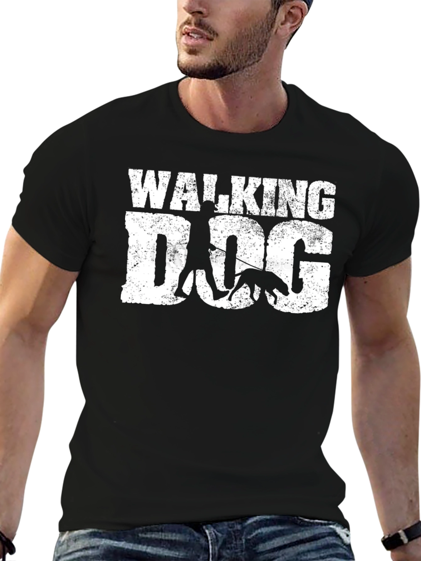 Walking Dog T-Shirt - Black Graphic Tee
