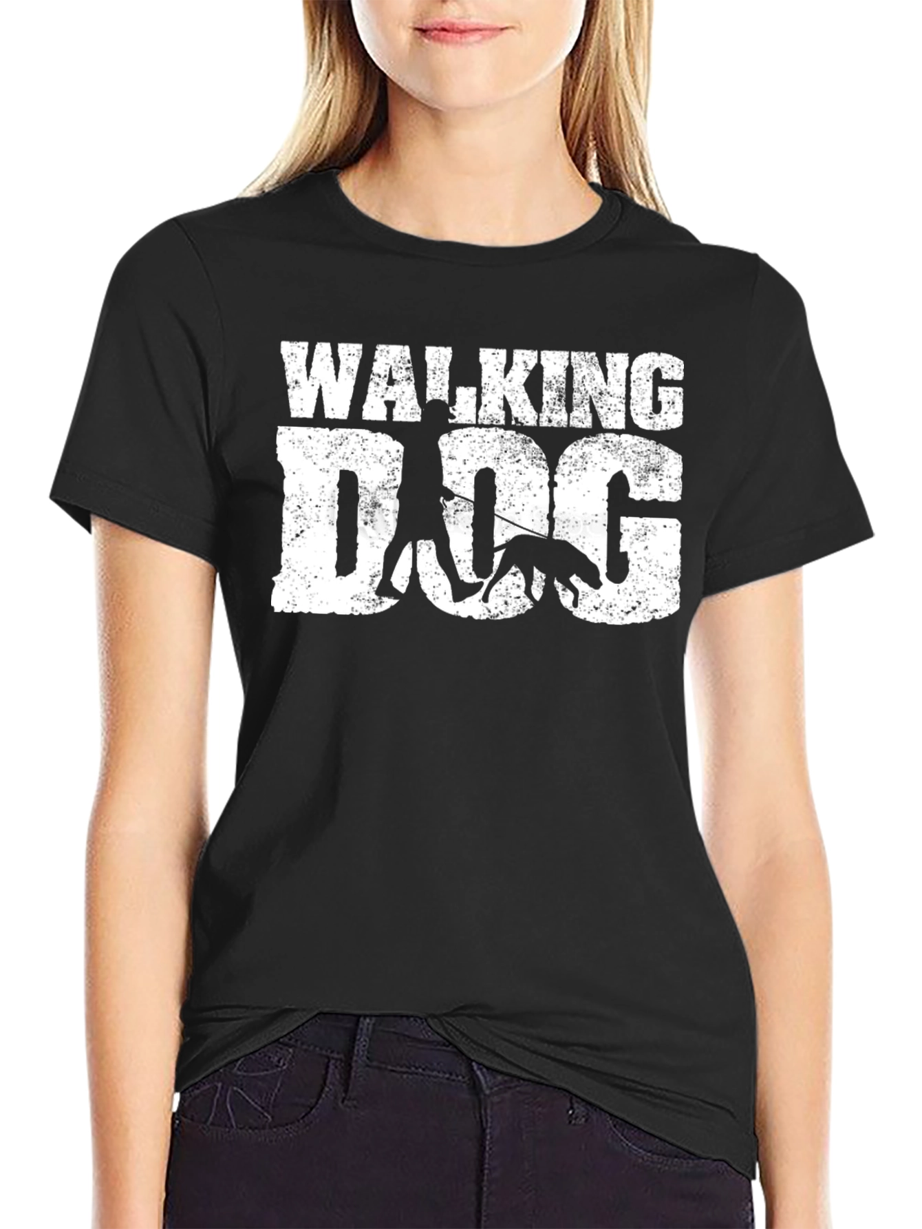 Walking Dog T-Shirt - Black Graphic Tee