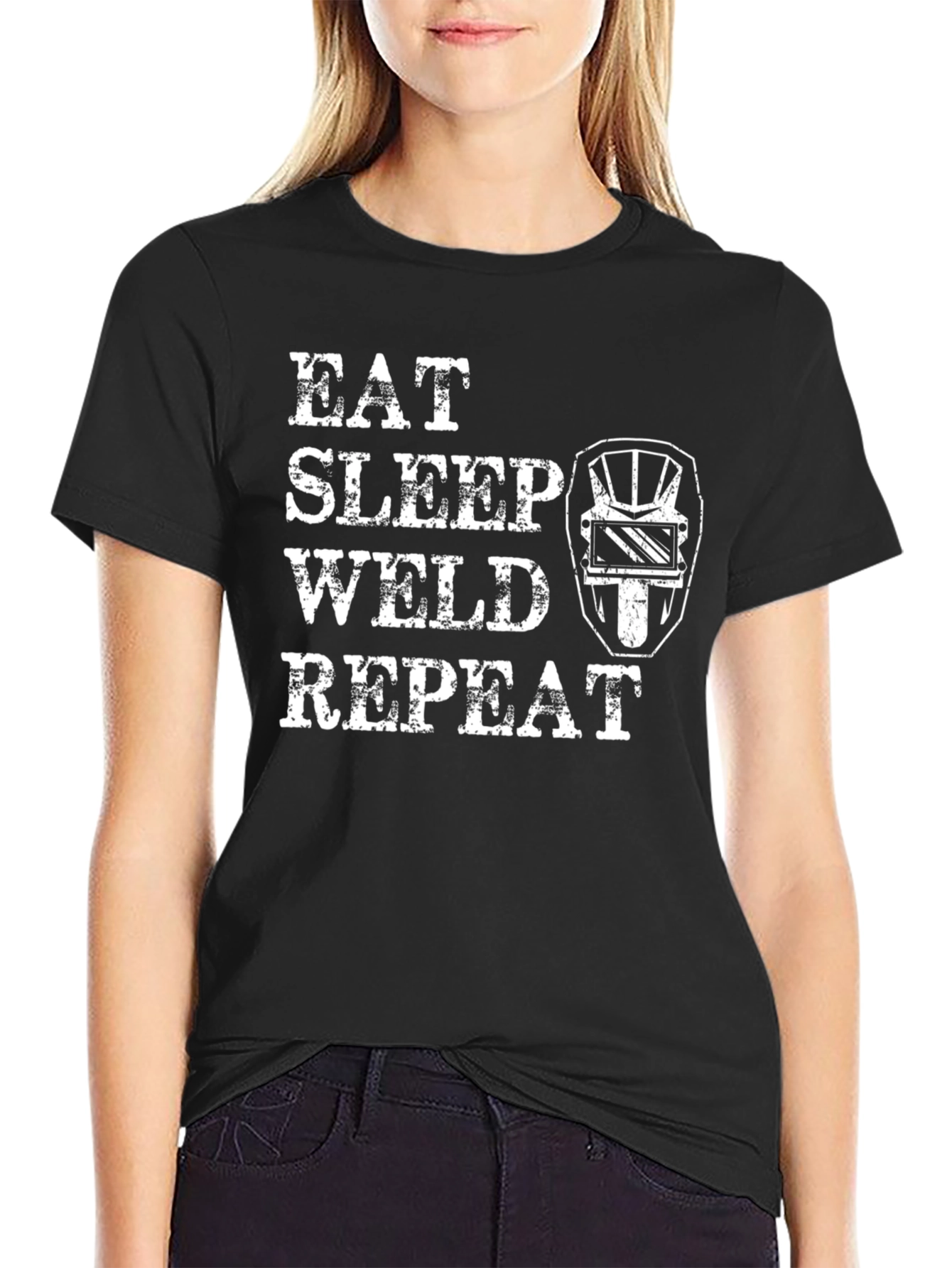 Eat Sleep Weld Repeat Black T-Shirt