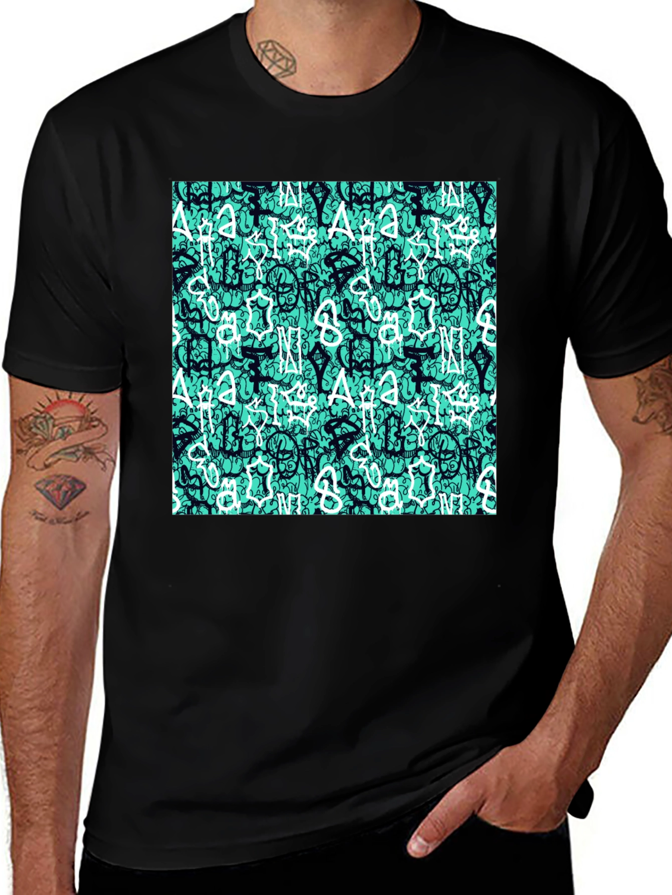 Abstract Print Black T-Shirt
